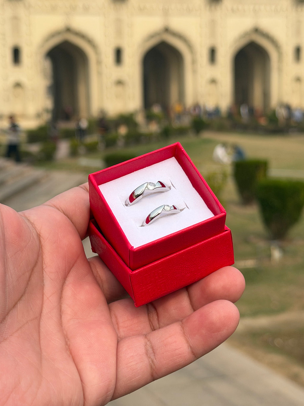 Crystal Couple Rings in Heart Gift Box | Cute Adjustable Ring Set