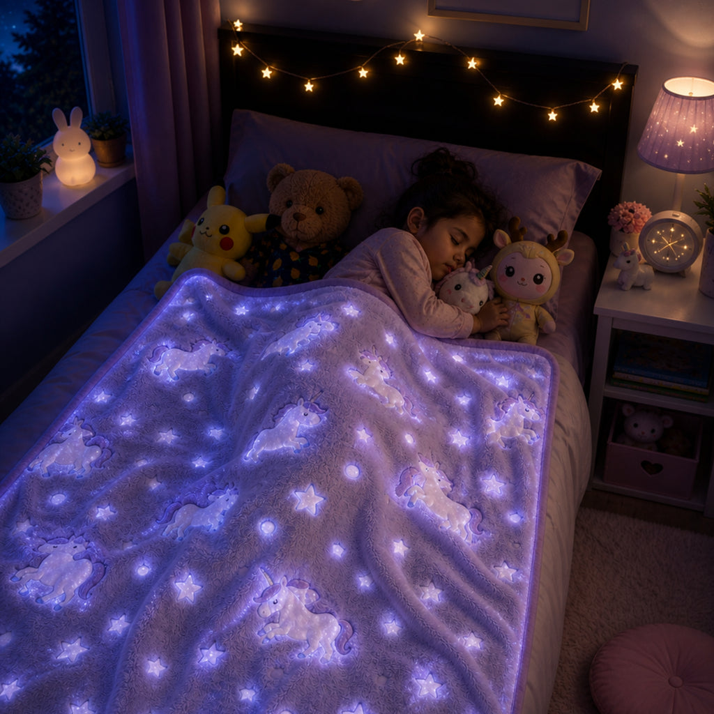 Magic Glow-in-the-Dark Blanket – 6x6 ft Soft Kids Blanket (Multiple Designs)