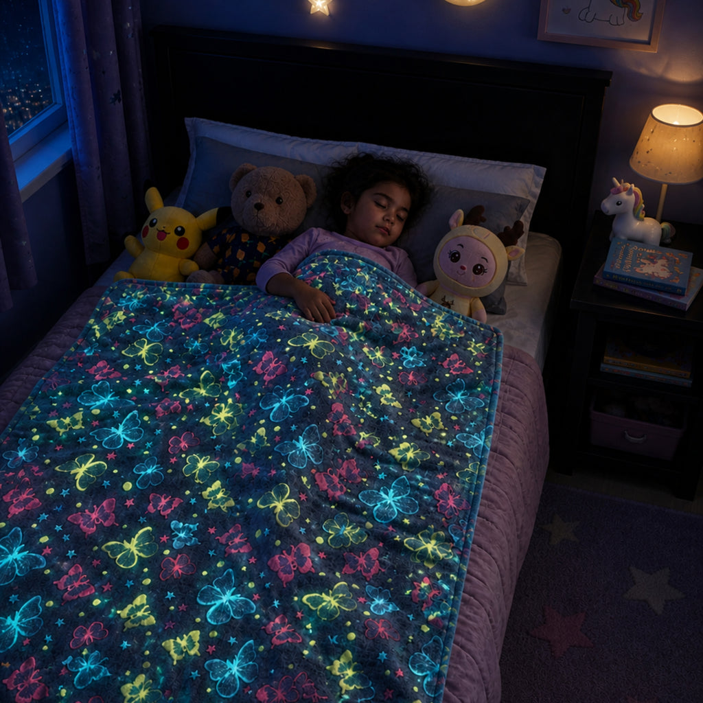 Magic Glow-in-the-Dark Blanket – 6x6 ft Soft Kids Blanket (Multiple Designs)