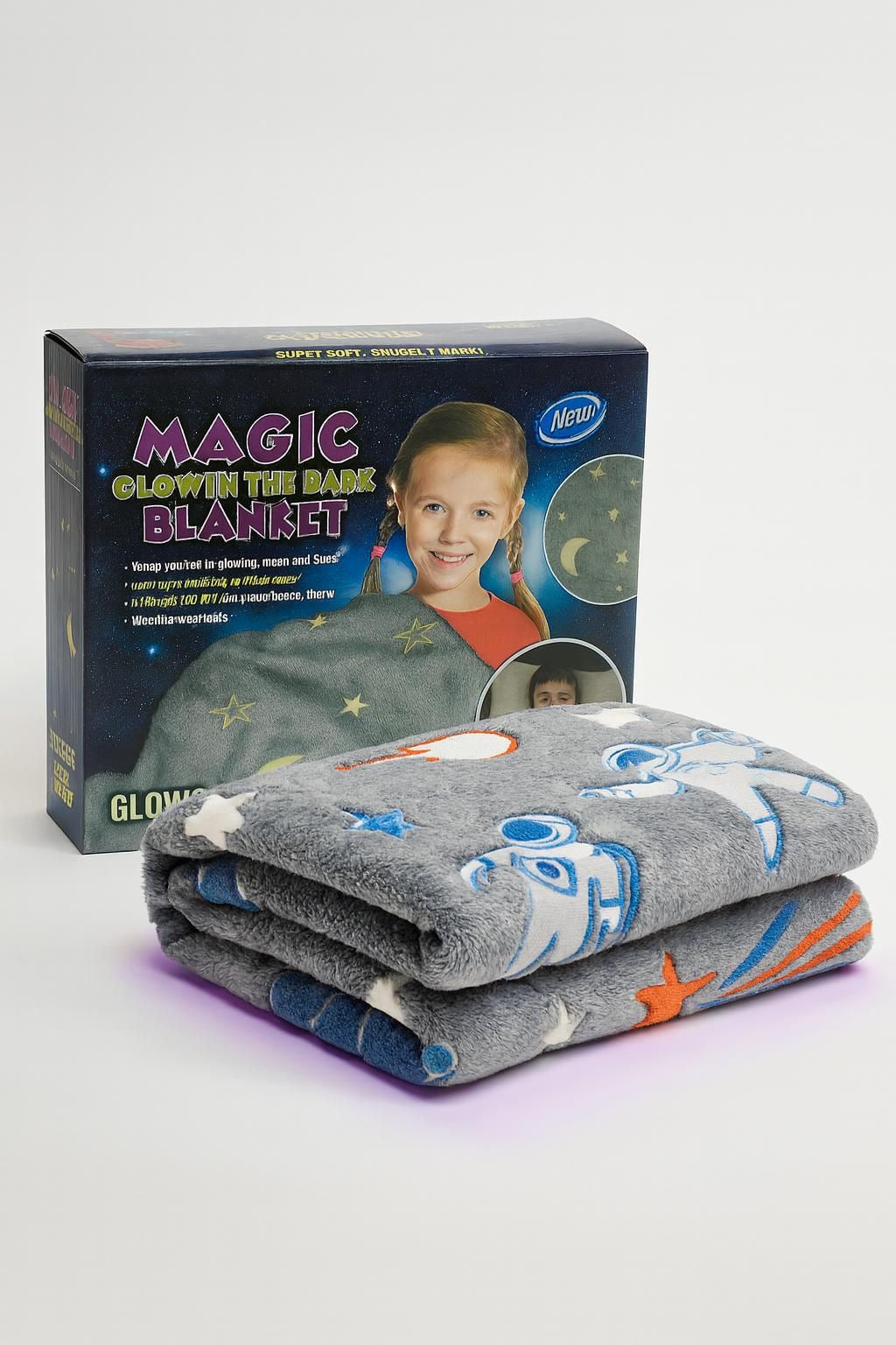 Magic Glow-in-the-Dark Blanket – 6x6 ft Soft Kids Blanket (Multiple Designs)