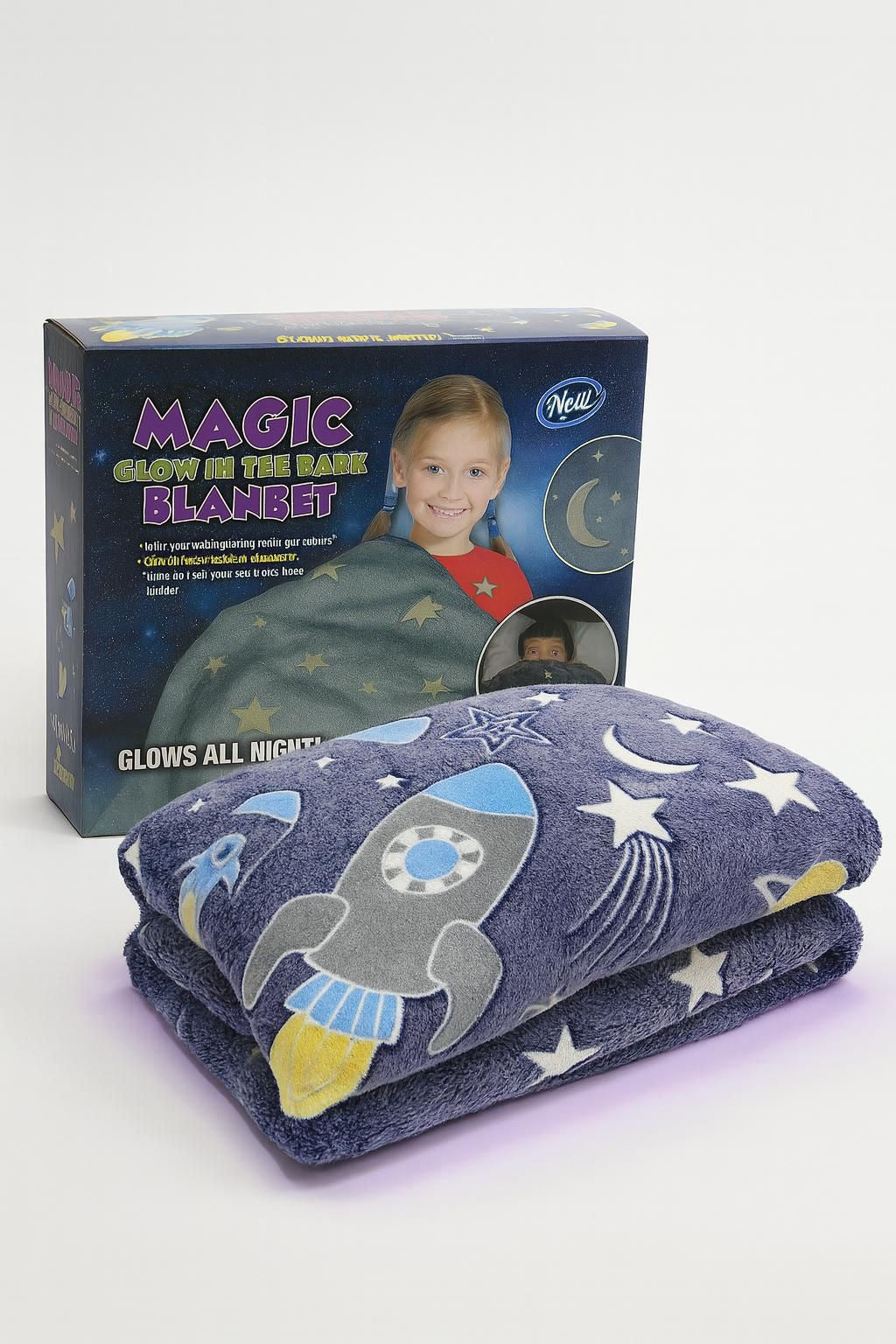 Magic Glow-in-the-Dark Blanket – 6x6 ft Soft Kids Blanket (Multiple Designs)