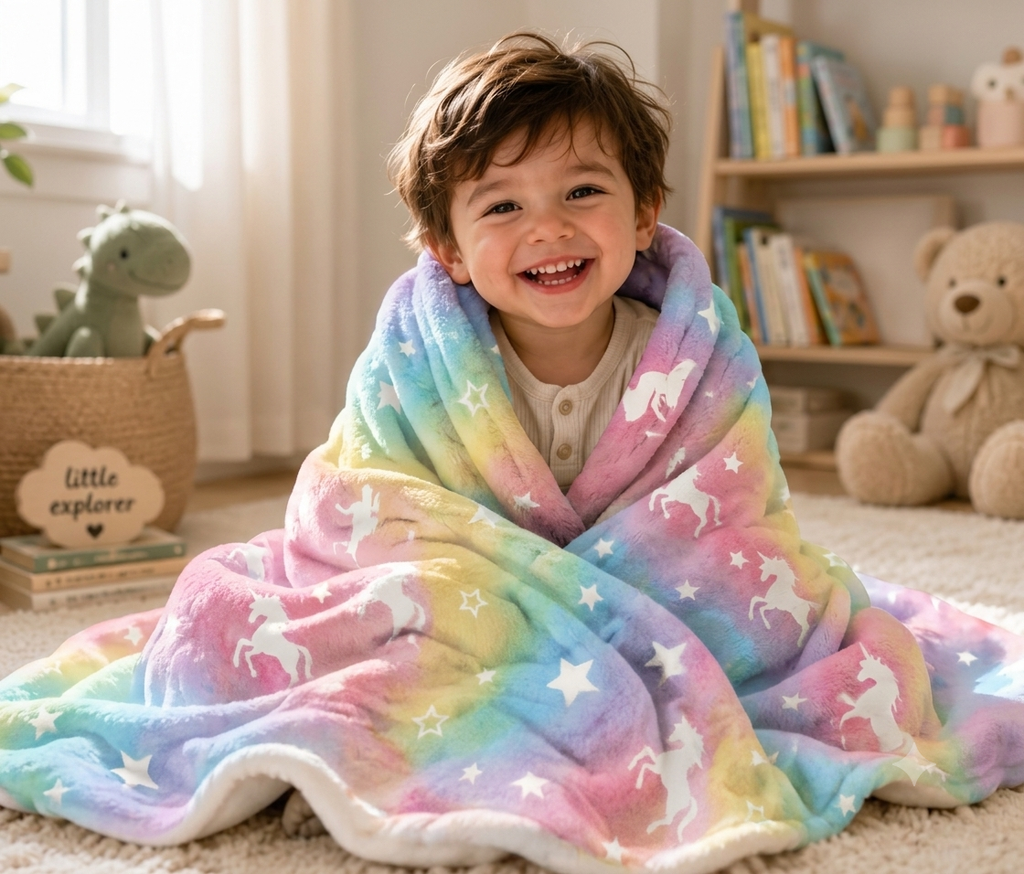 Magic Glow-in-the-Dark Blanket – 6x6 ft Soft Kids Blanket (Multiple Designs)