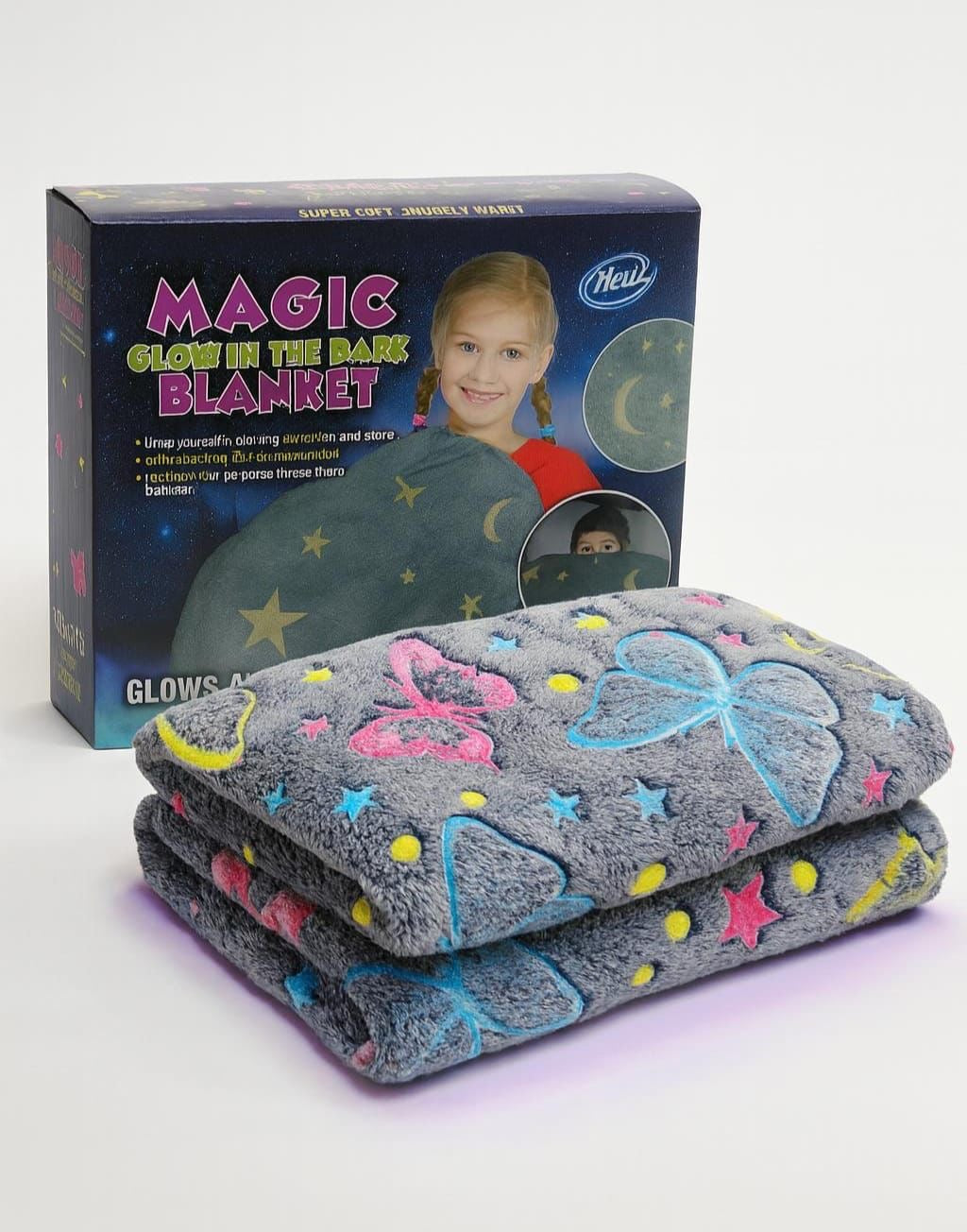 Magic Glow-in-the-Dark Blanket – 6x6 ft Soft Kids Blanket (Multiple Designs)