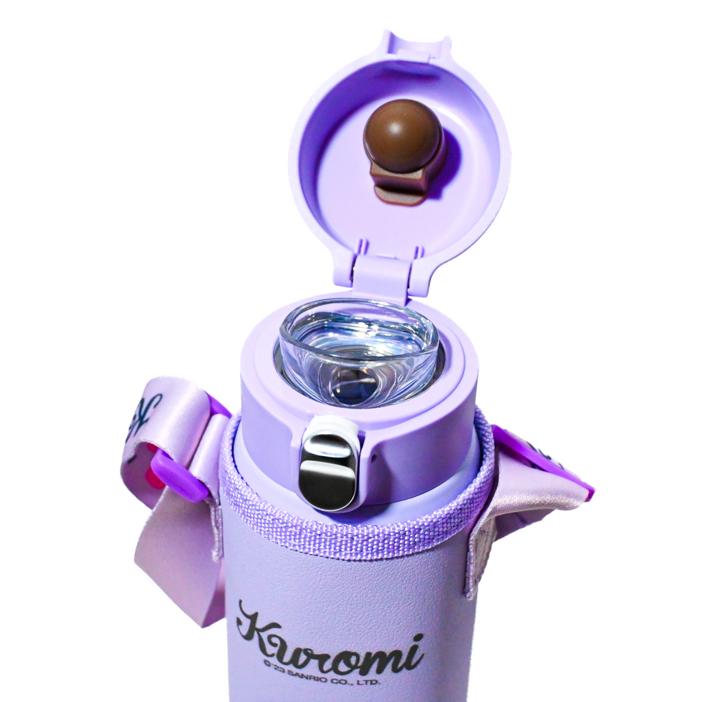 Kuromi Insulated Water Bottle with Multiple Caps & Carry Cover – 500 ml