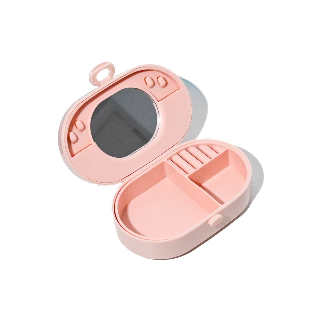 Cute Travel Jewelry Organizer Box with Mirror – Compact Storage Case