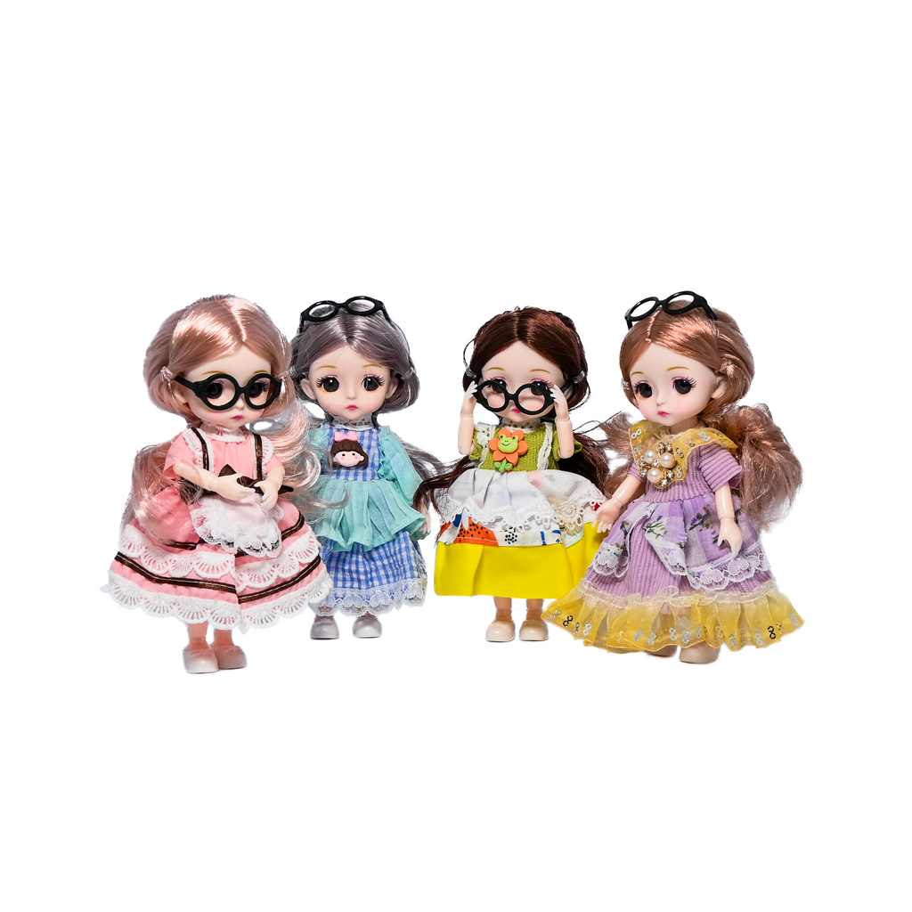 Fashion Girls Premium Doll with Movable Joints – 18-20cm Cute Dress-Up Doll (Gift Box Pack)