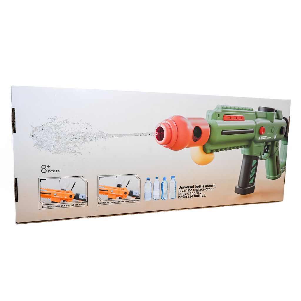 Long Range Burst Shot Water Gun 40cm with Silencer & Bottle Connector – High Pressure Blaster