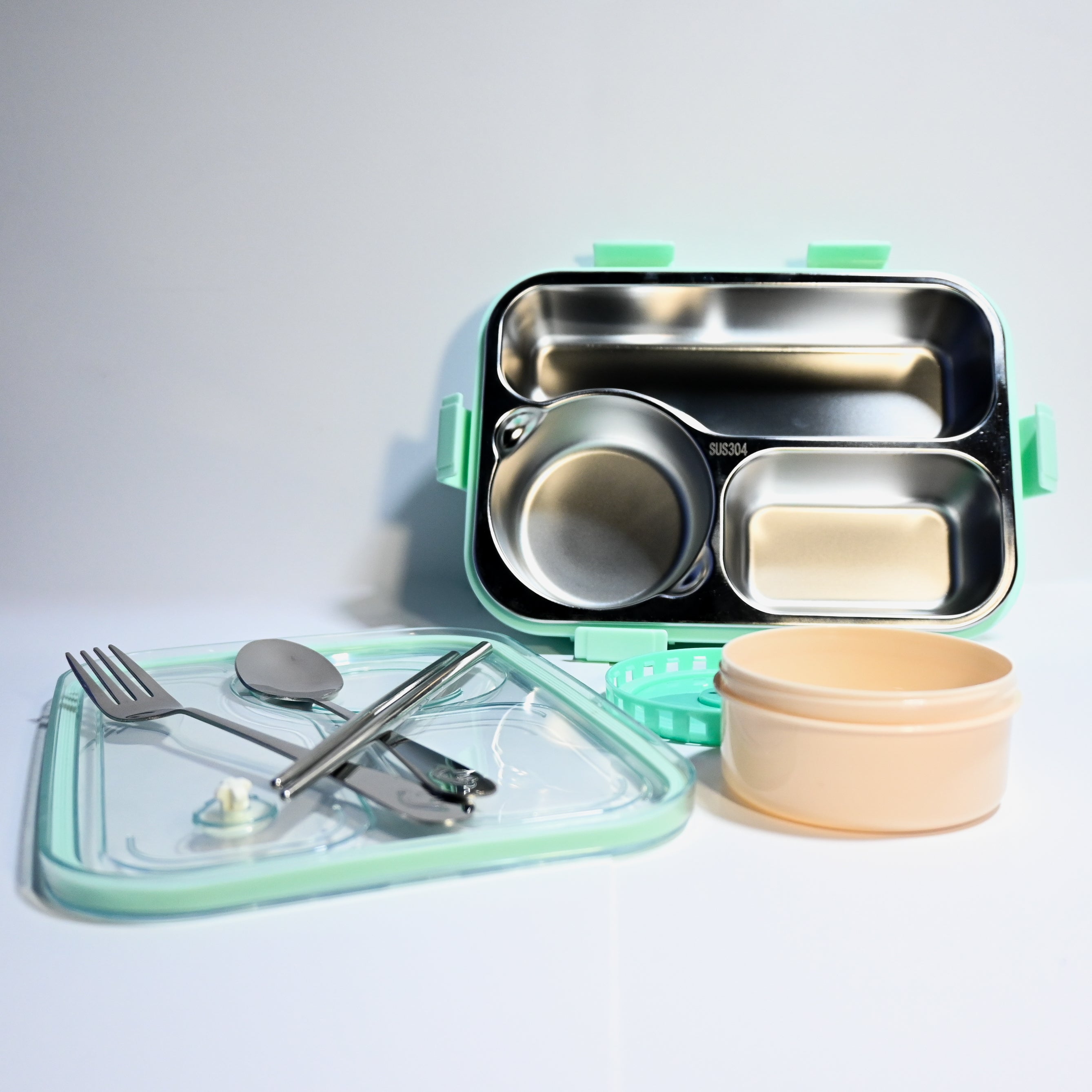 Leak-Proof Bento Lunch Box with Utensils & Detachable Stainless Steel Tray