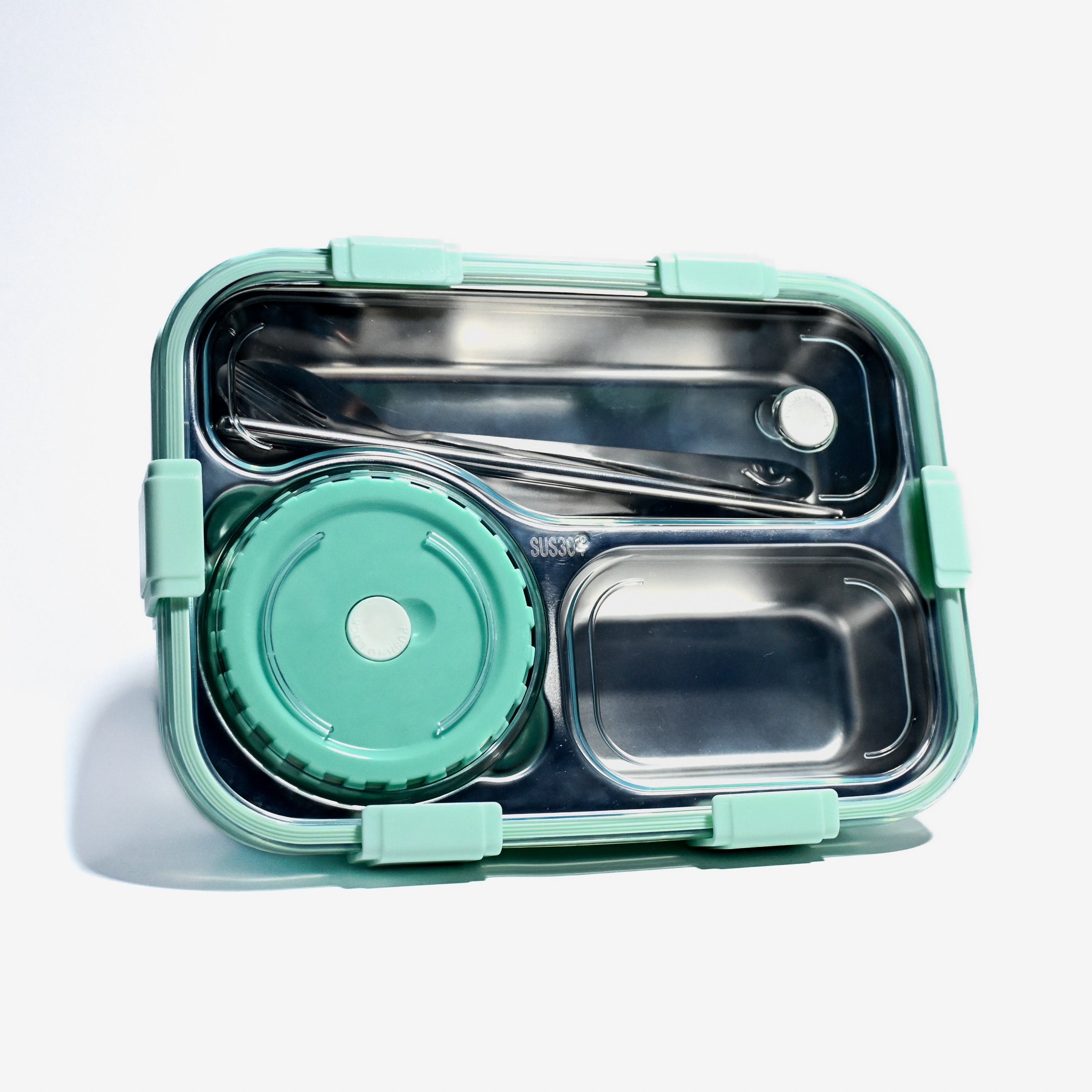 Leak-Proof Bento Lunch Box with Utensils & Detachable Stainless Steel Tray