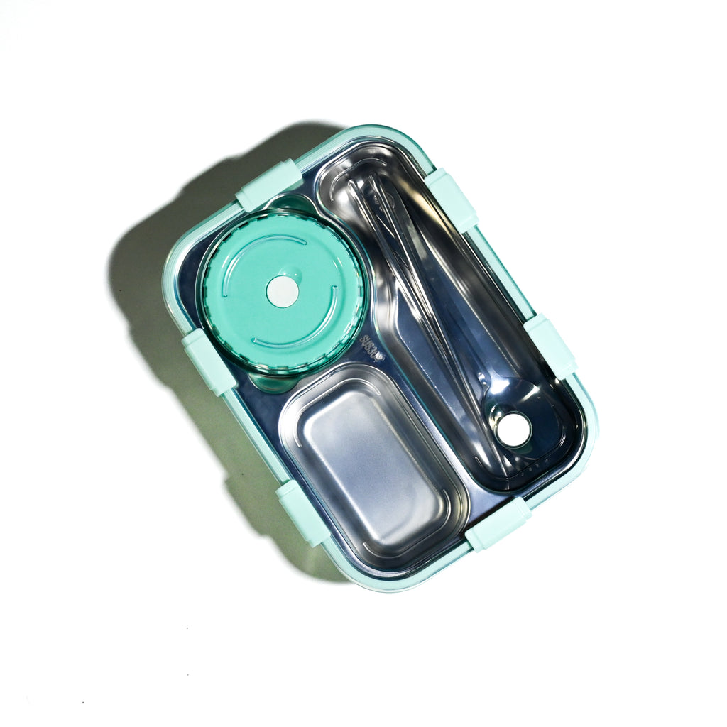 Leak-Proof Bento Lunch Box with Utensils & Detachable Stainless Steel Tray