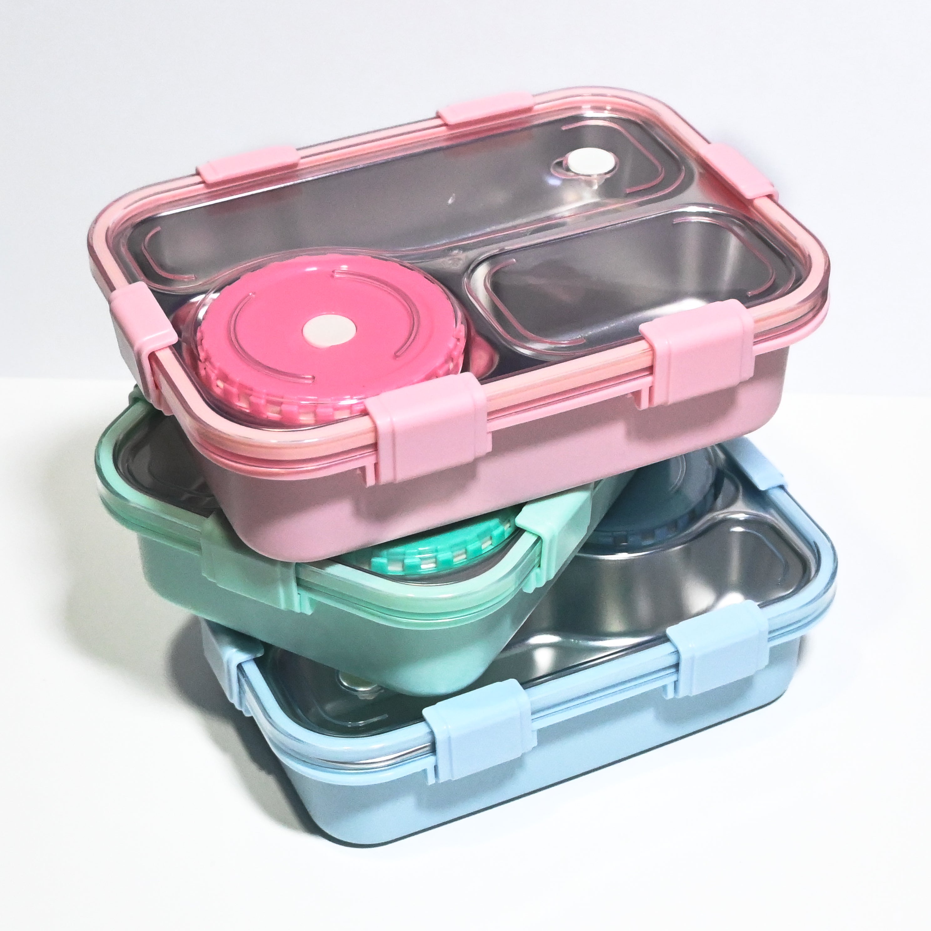 Leak-Proof Bento Lunch Box with Utensils & Detachable Stainless Steel Tray
