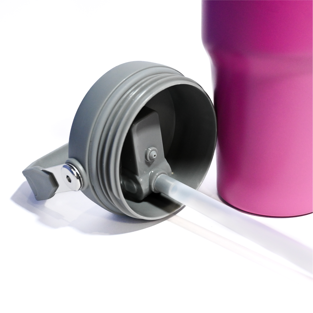 Stainless Steel Beverage Cup with Handle & Straw – 887ml