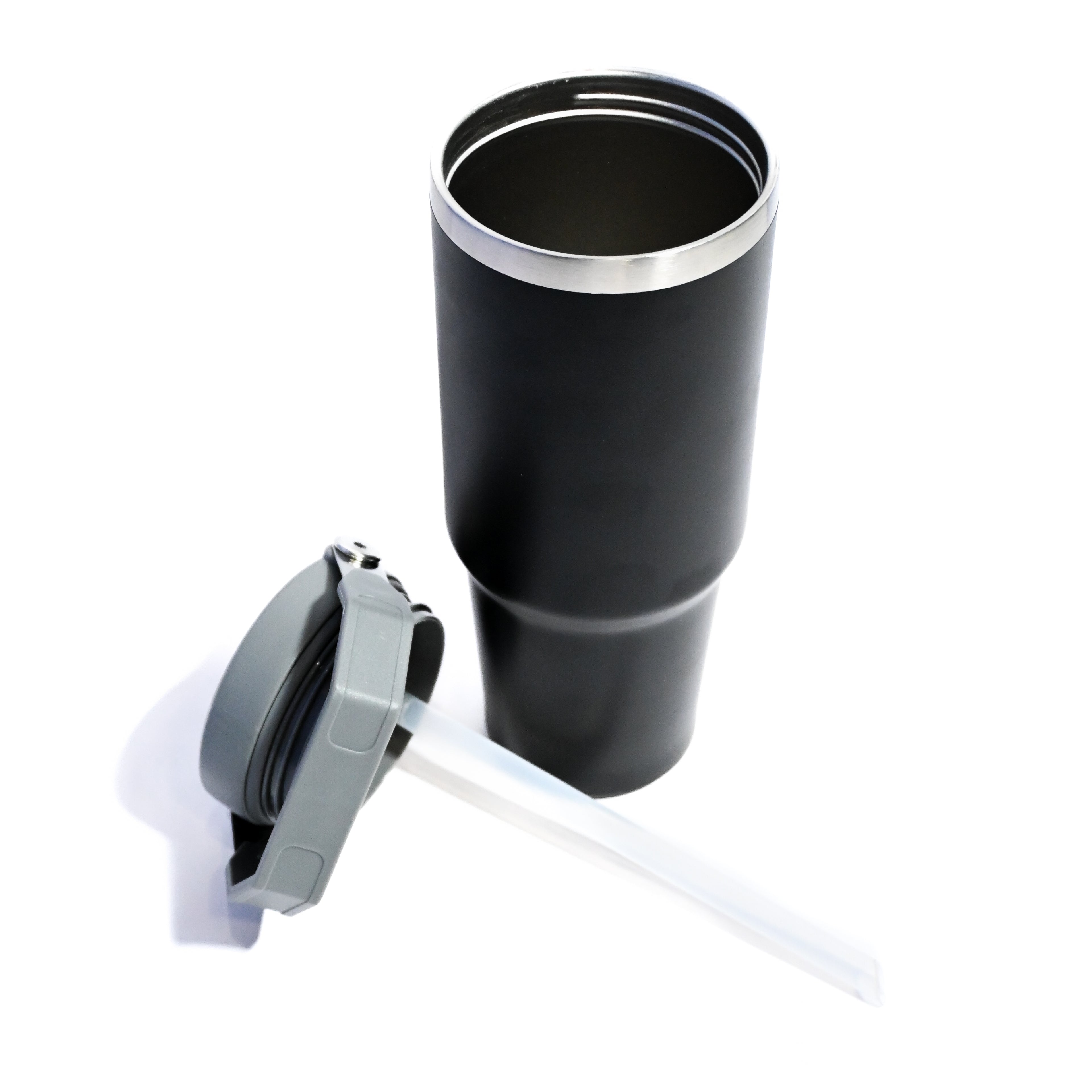 Stainless Steel Beverage Cup with Handle & Straw – 887ml