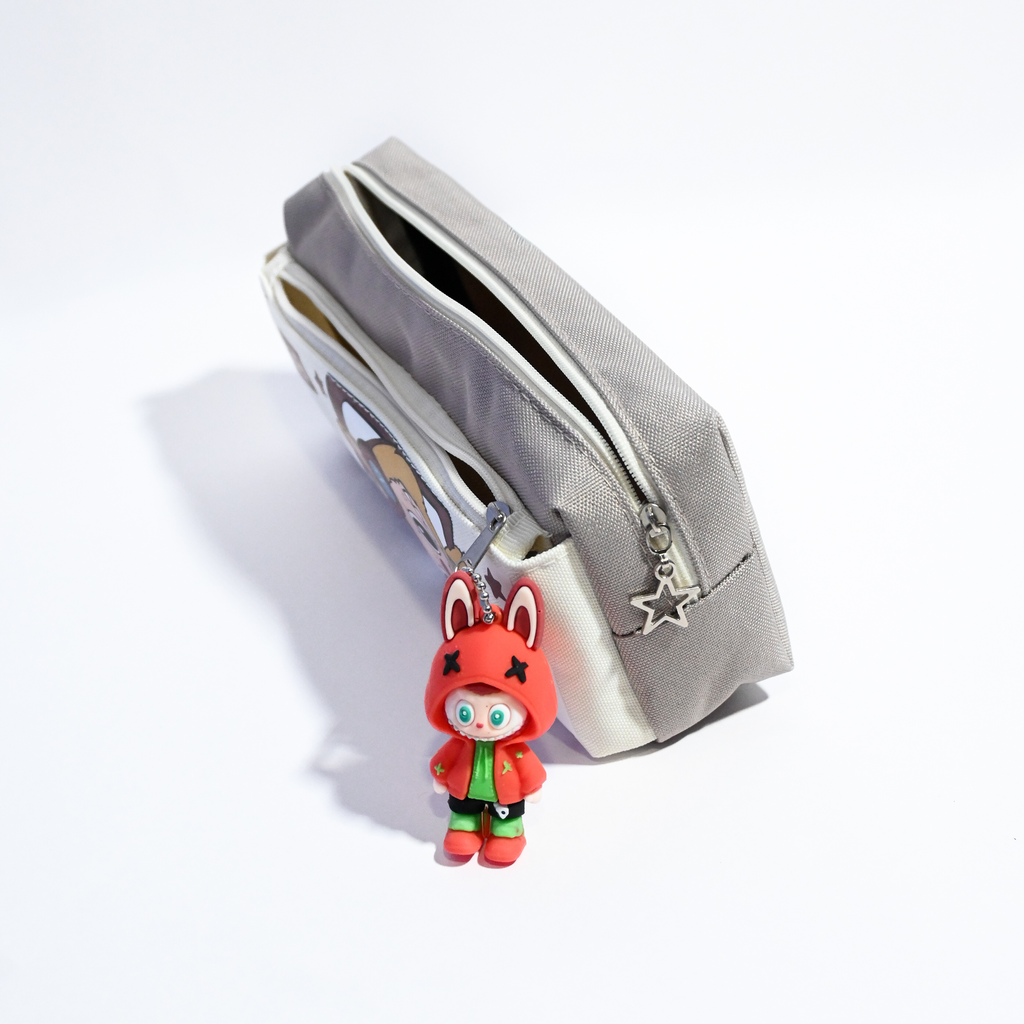 Labubu Pencil Case with Zipper & 3D Keychain – Lightweight, Portable & Durable