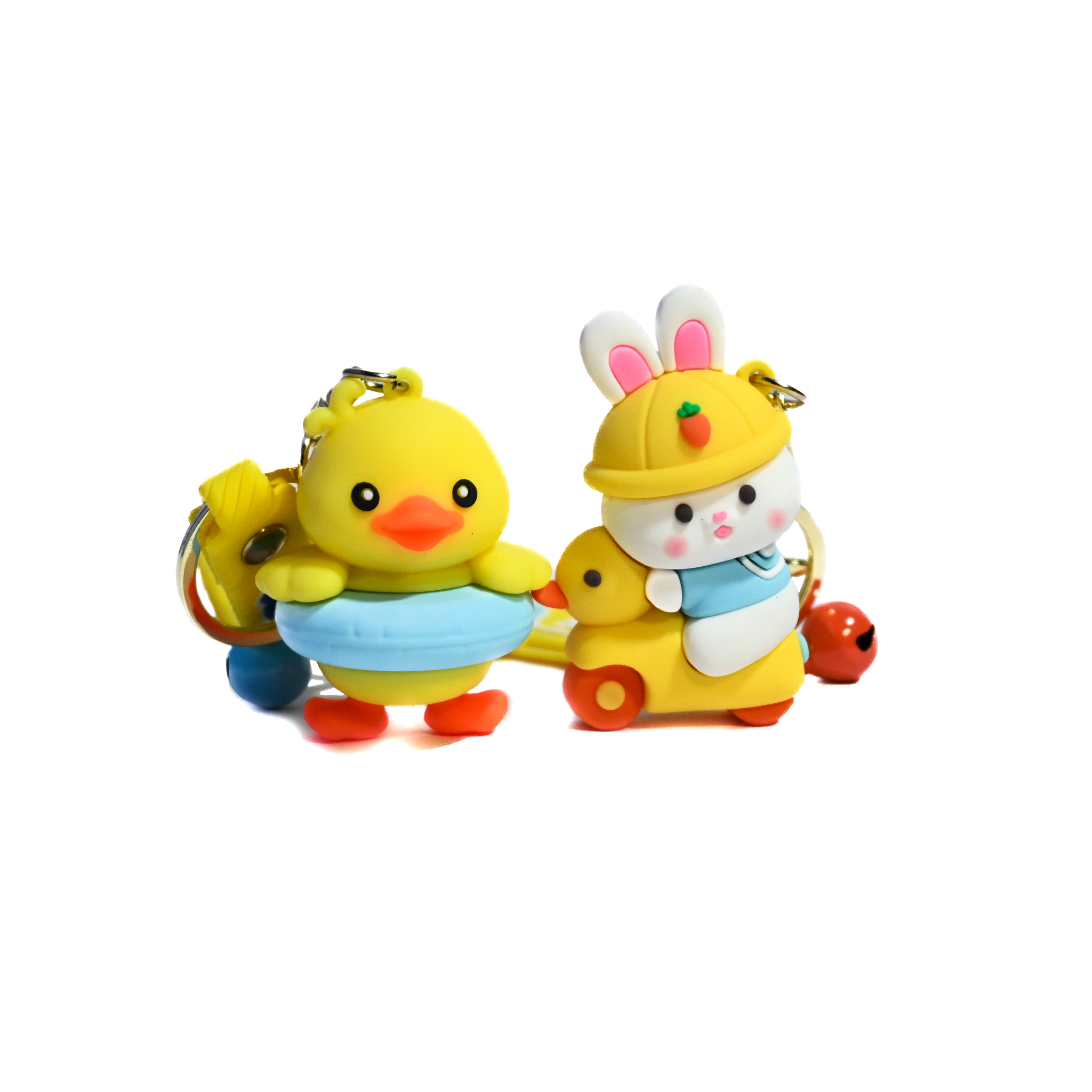 Cute Animal Keychain Set – Duck & Bunny Design