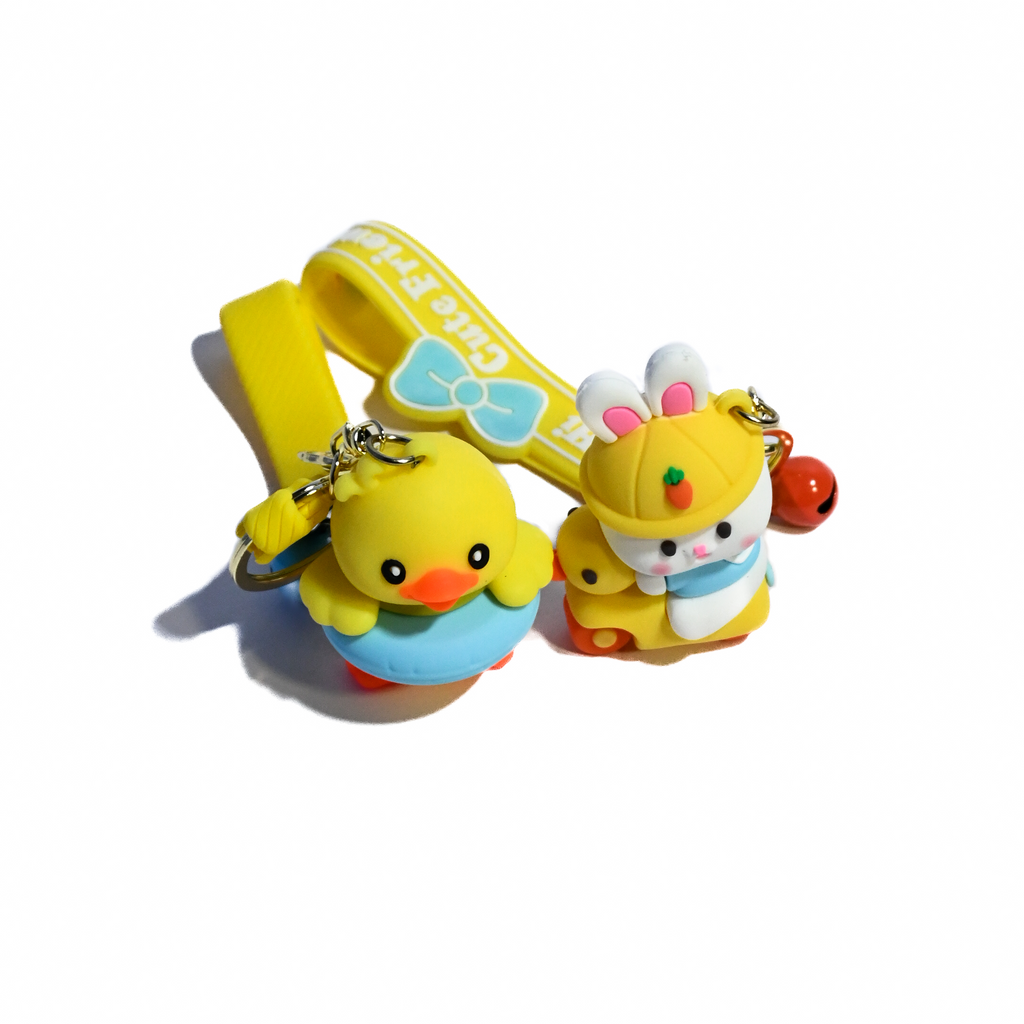 Cute Animal Keychain Set – Duck & Bunny Design