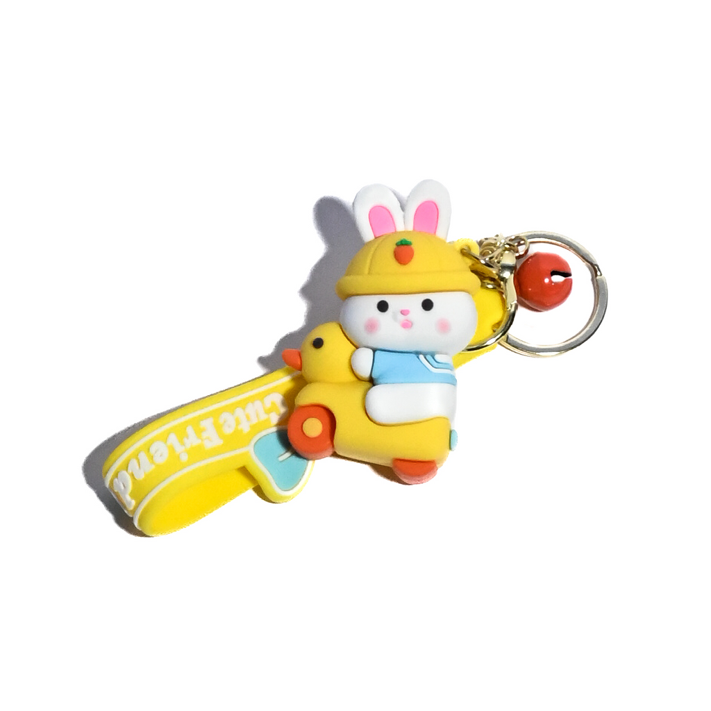 Cute Animal Keychain Set – Duck & Bunny Design