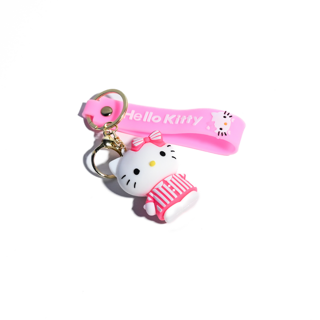 Cute Hello Kitty Keychain - Cartoon Character Keyring with Silicone Strap
