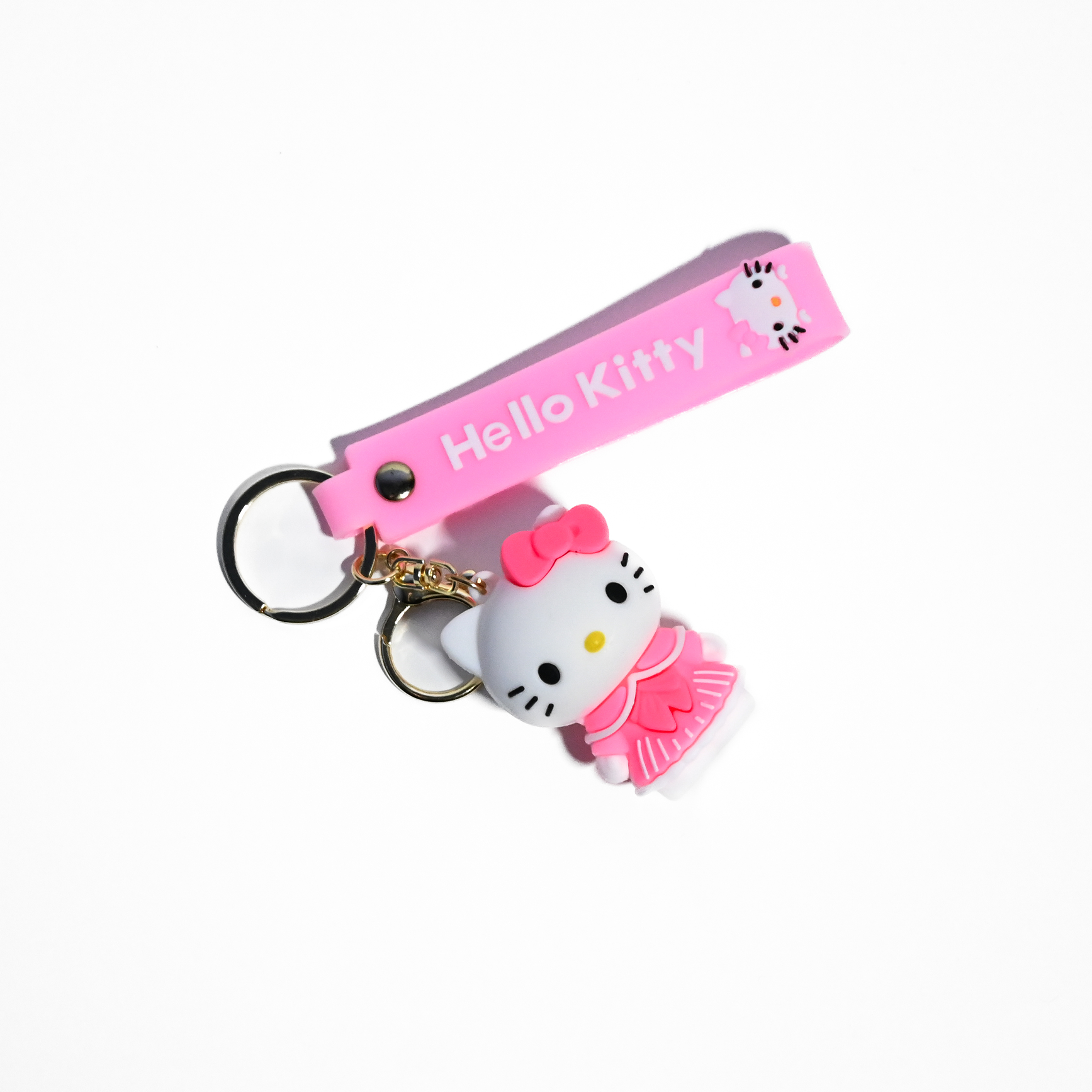 Cute Hello Kitty Keychain - Cartoon Character Keyring with Silicone Strap