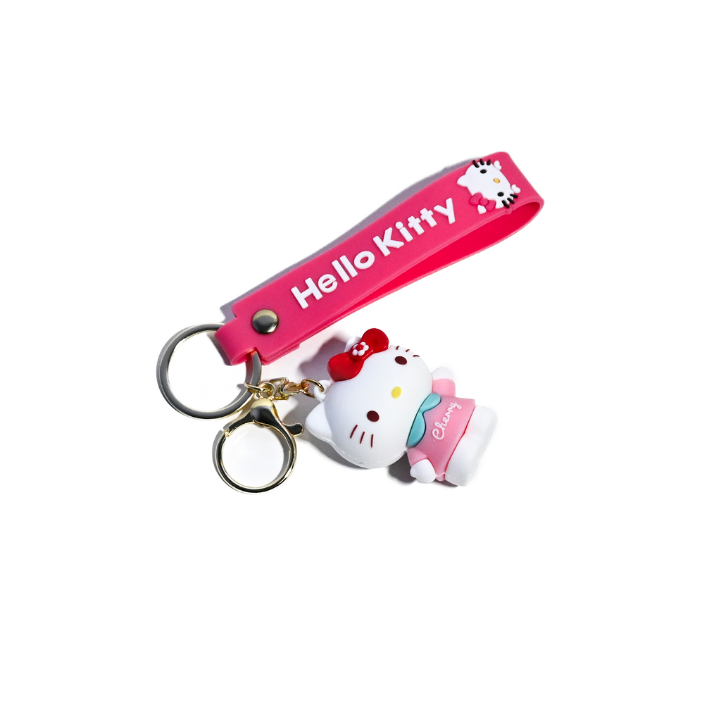 Cute Hello Kitty Keychain - Cartoon Character Keyring with Silicone Strap