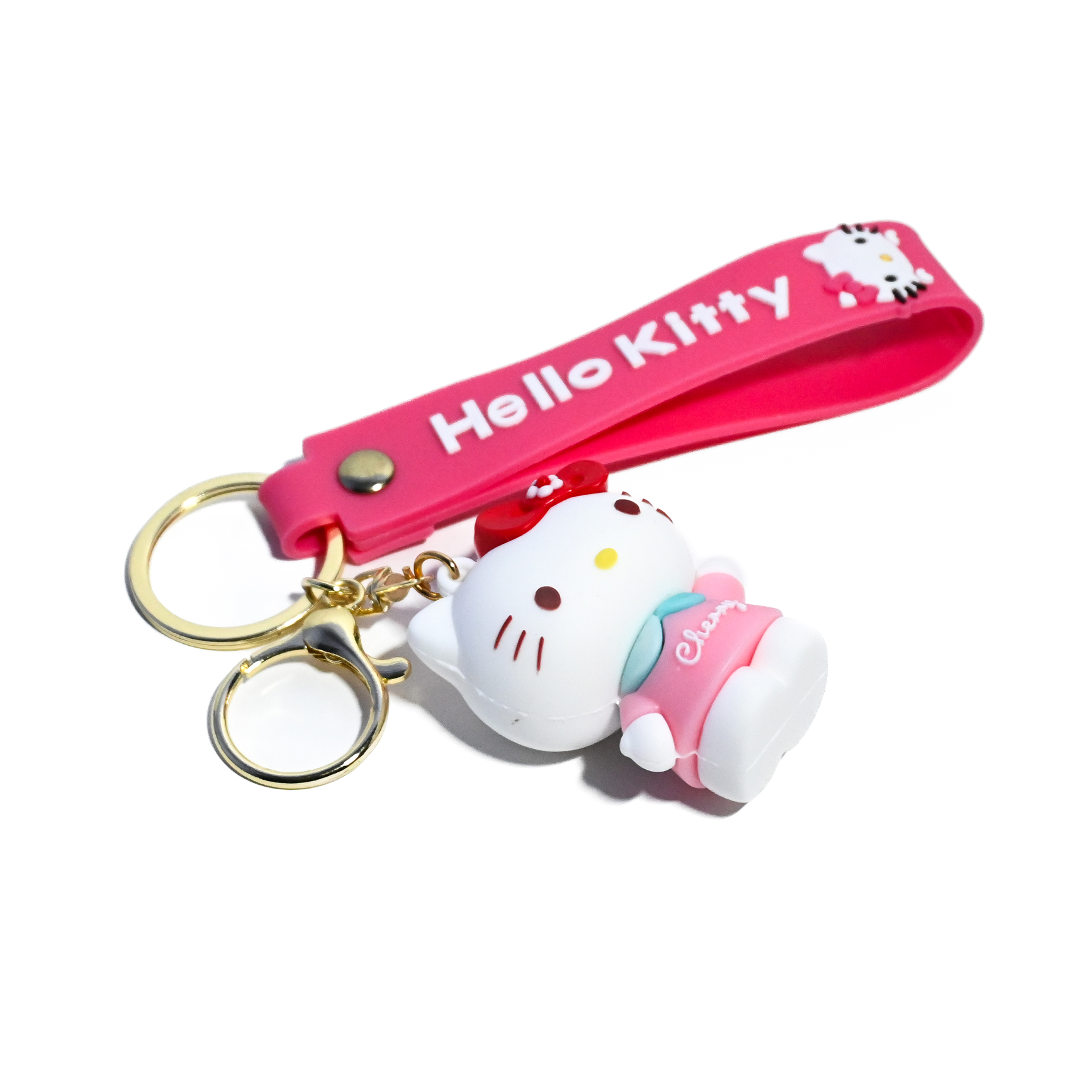 Cute Hello Kitty Keychain - Cartoon Character Keyring with Silicone Strap