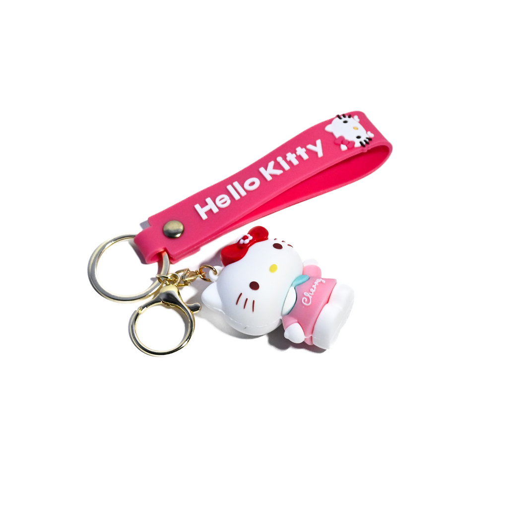Cute Hello Kitty Keychain - Cartoon Character Keyring with Silicone Strap
