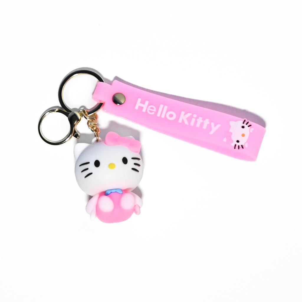 Cute Hello Kitty Keychain - Cartoon Character Keyring with Silicone Strap