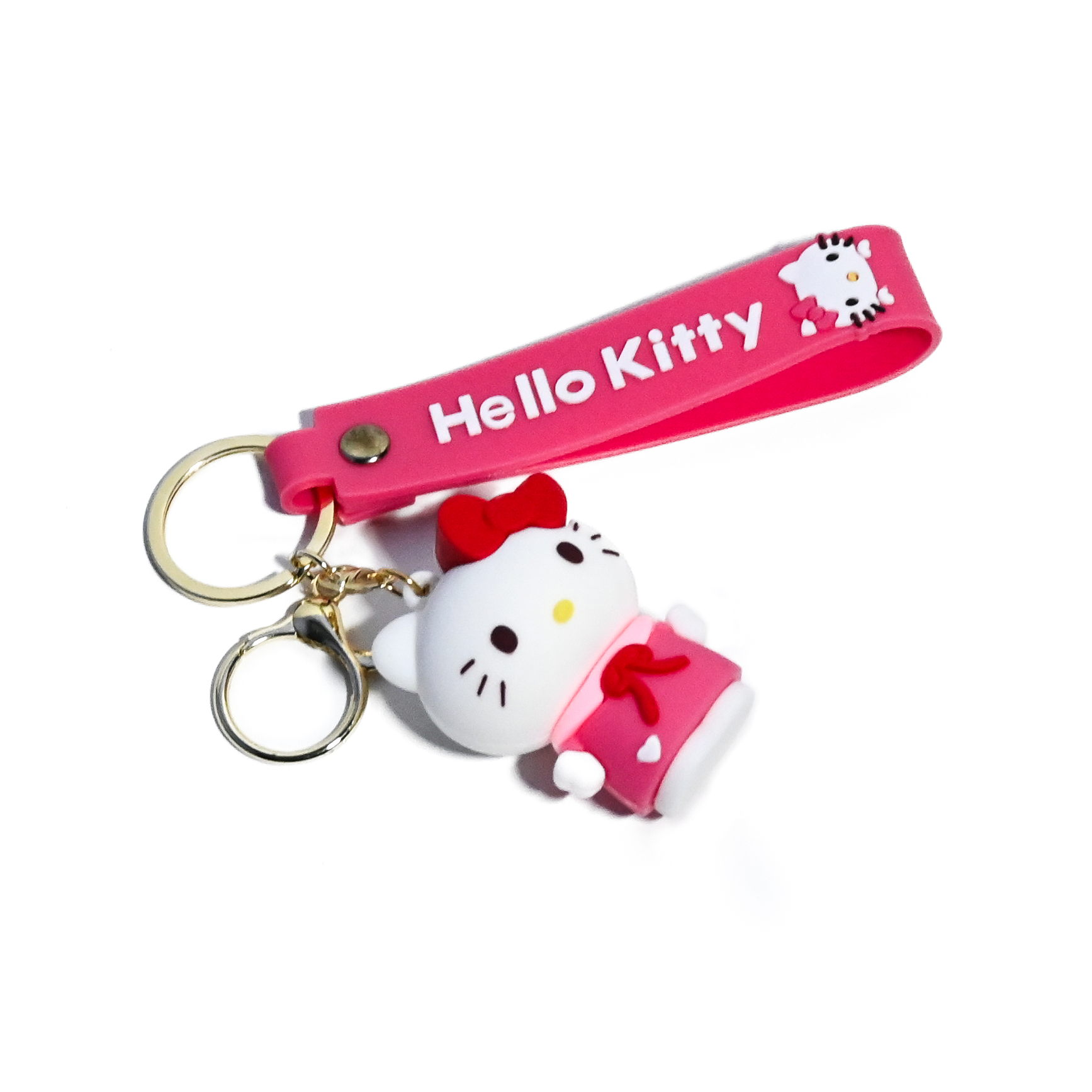 Cute Hello Kitty Keychain - Cartoon Character Keyring with Silicone Strap