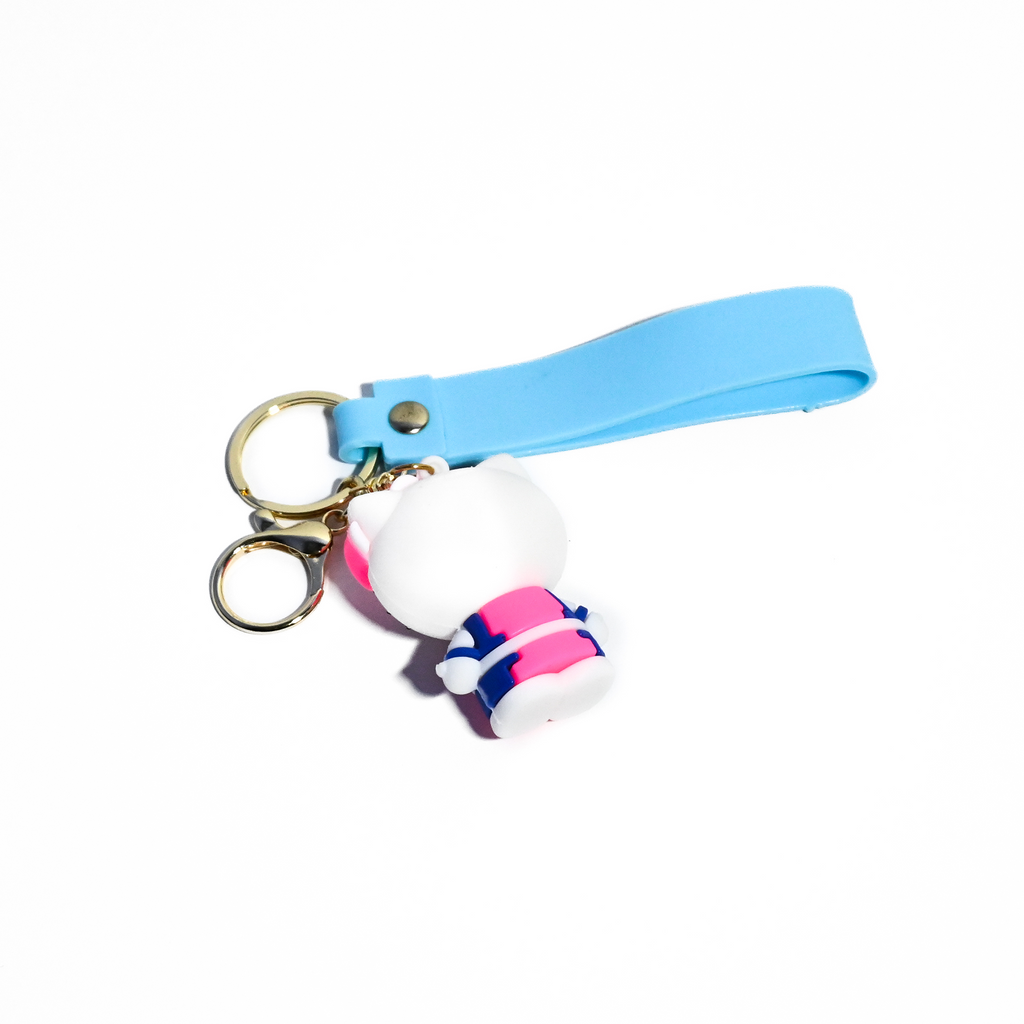 Cute Hello Kitty Keychain - Cartoon Character Keyring with Silicone Strap
