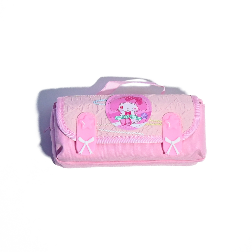 Cute Pink Bunny Kids Pencil Case – Multi-Compartment | Sweet Time Edition