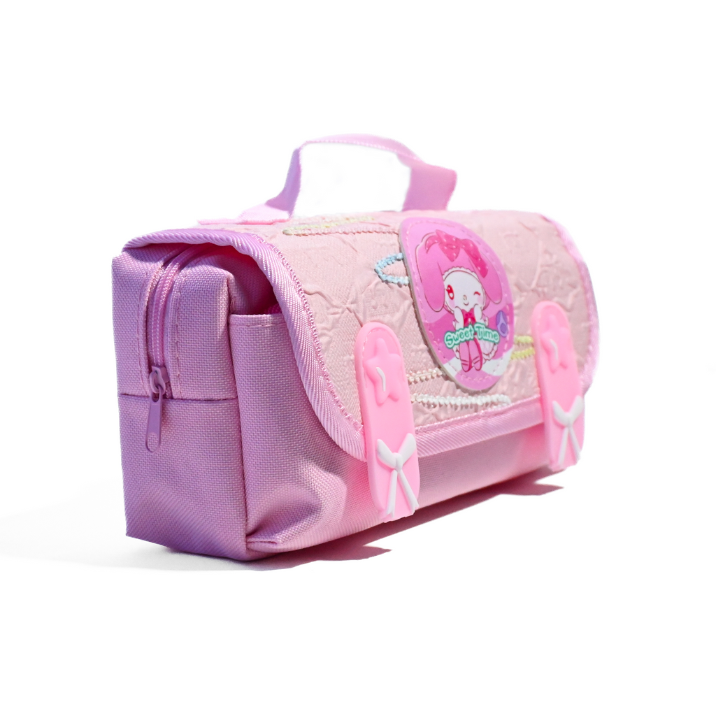 Cute Pink Bunny Kids Pencil Case – Multi-Compartment | Sweet Time Edition