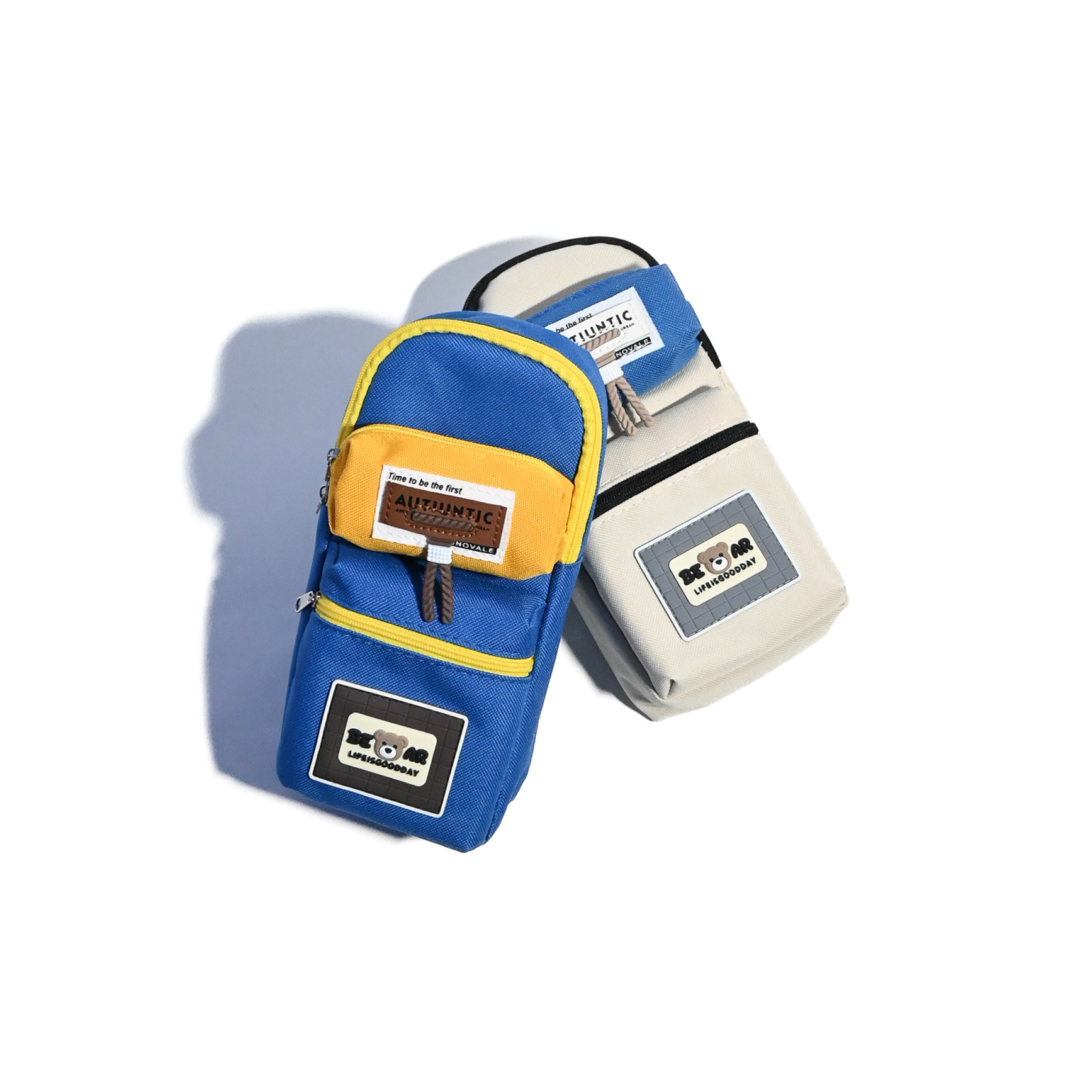 Cute Multi-Pocket Kids Pencil Case – Compact Canvas Stationery Pouch (21cm)