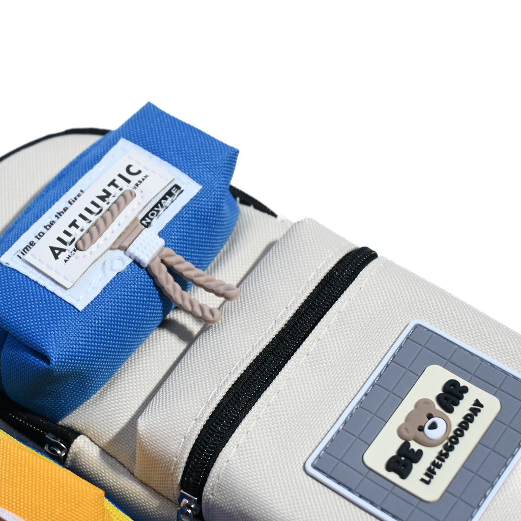 Cute Multi-Pocket Kids Pencil Case – Compact Canvas Stationery Pouch (21cm)