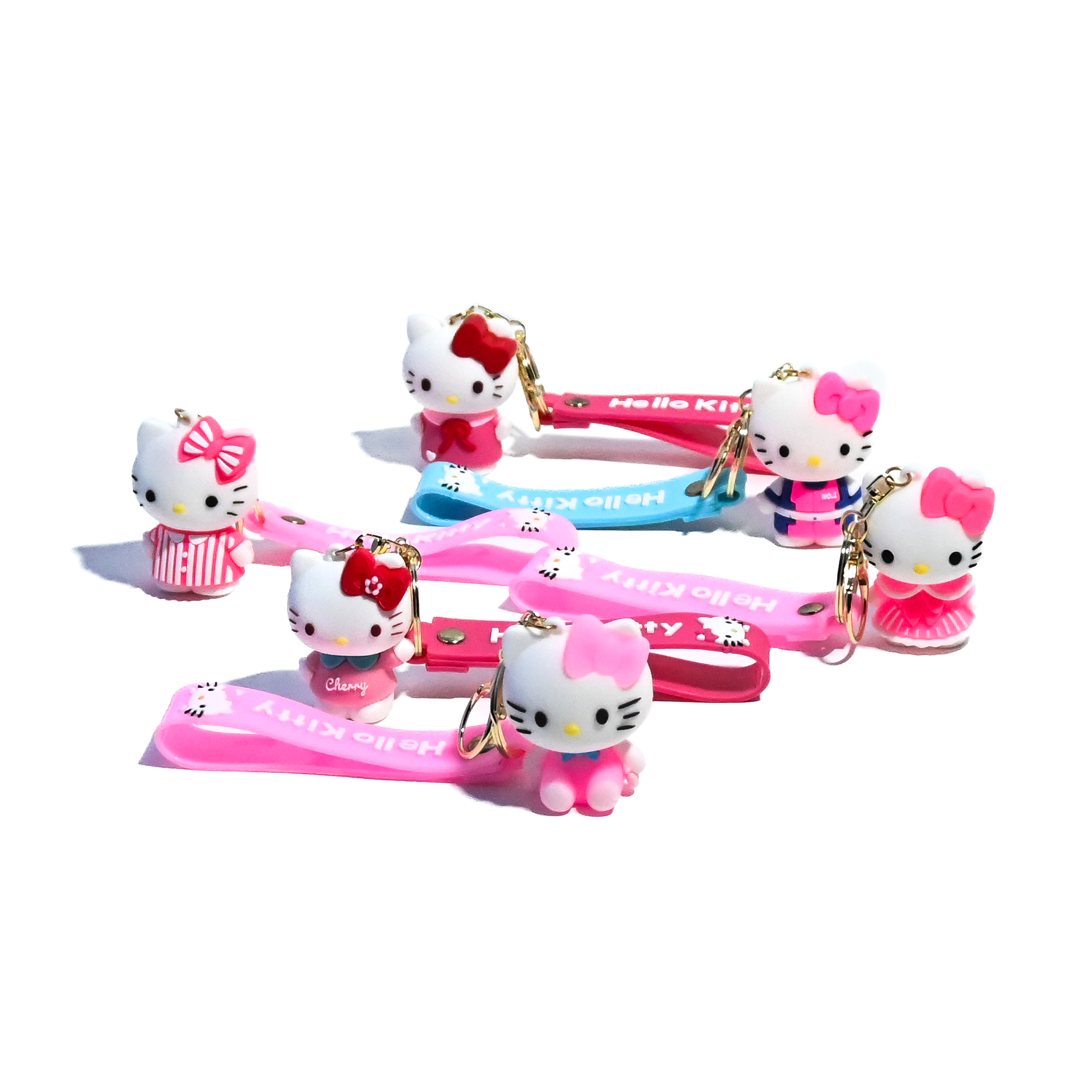 Cute Hello Kitty Keychain - Cartoon Character Keyring with Silicone Strap