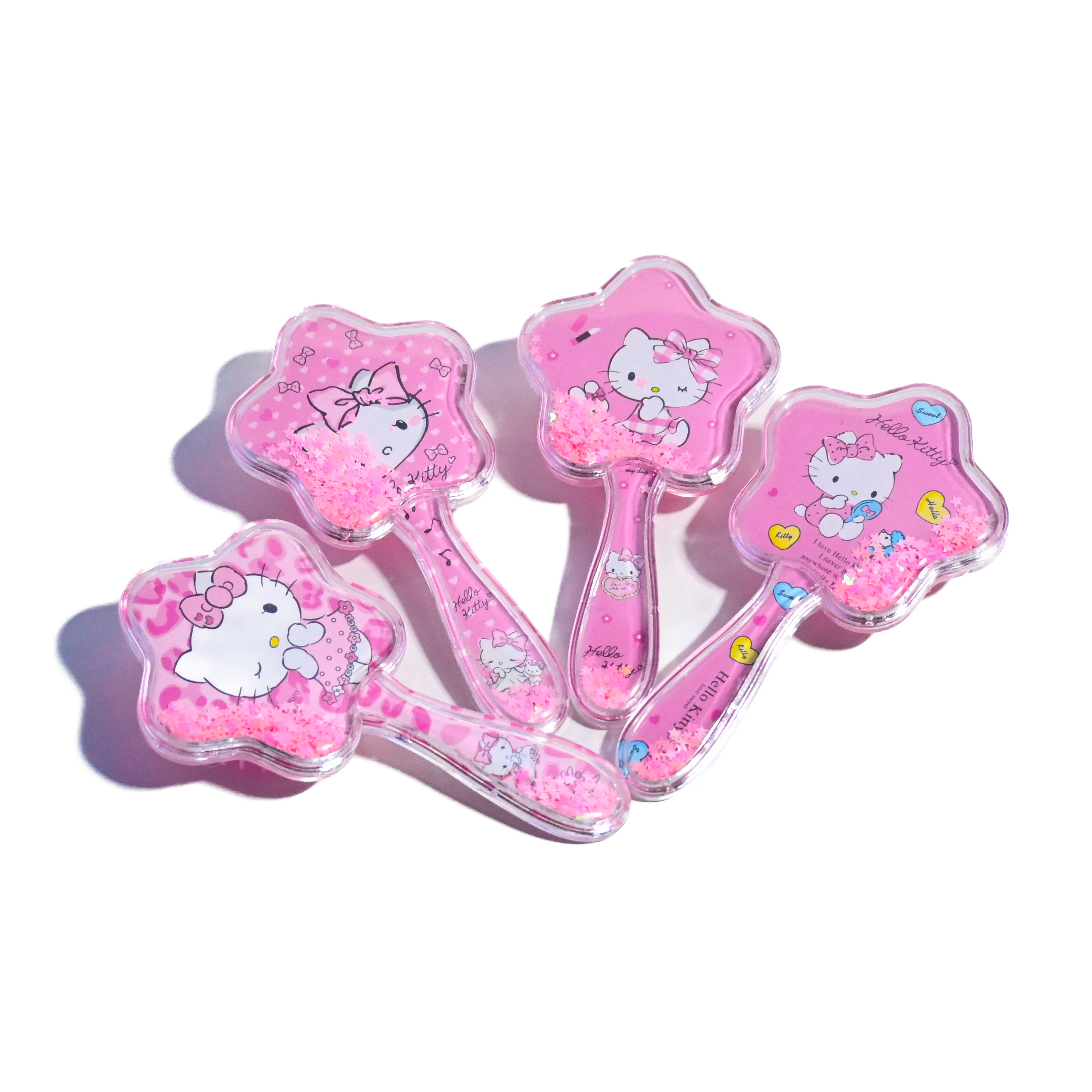 Hello Kitty Star Hair Brush with Glitter Handle – Cute Kids Detangling Brush