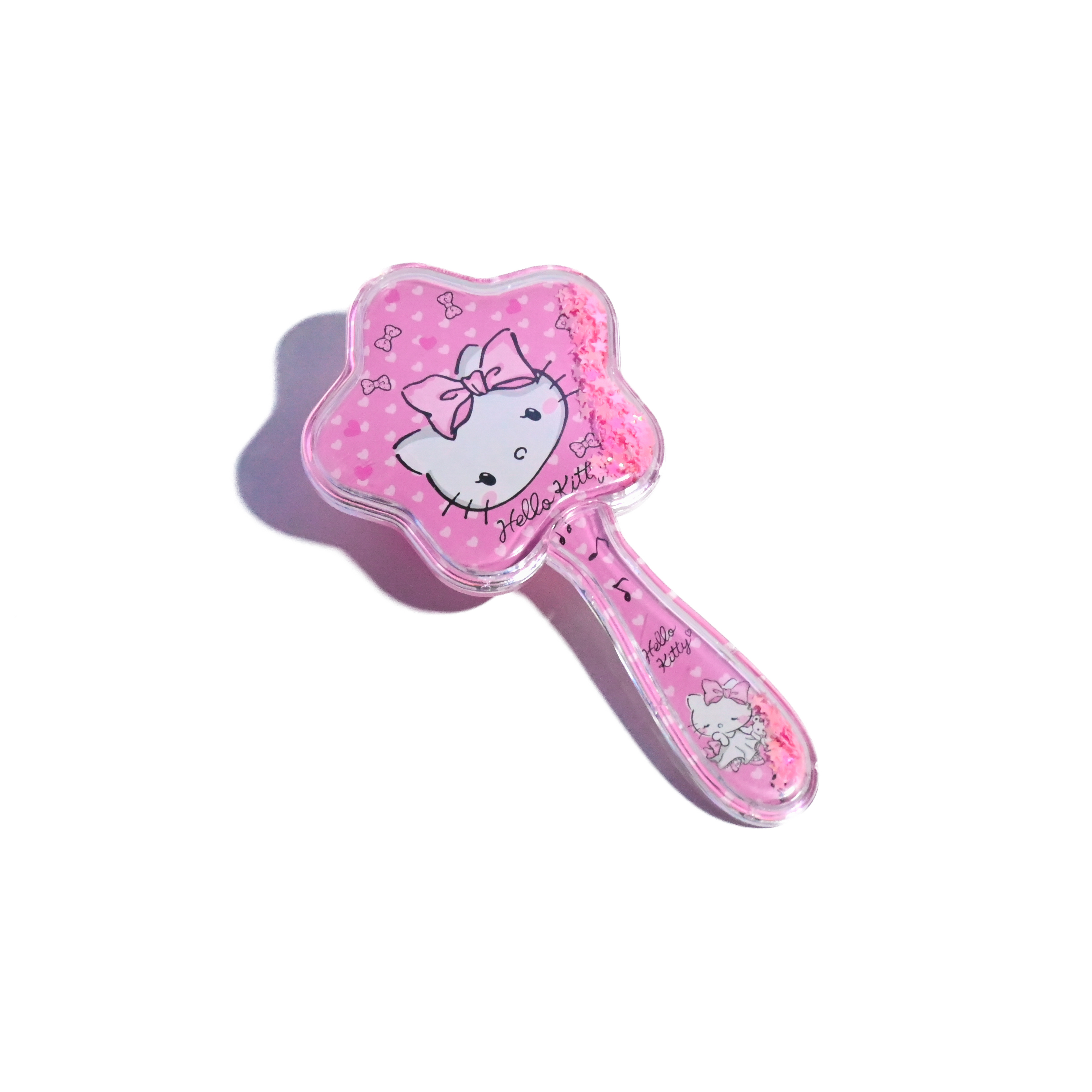 Hello Kitty Star Hair Brush with Glitter Handle – Cute Kids Detangling Brush