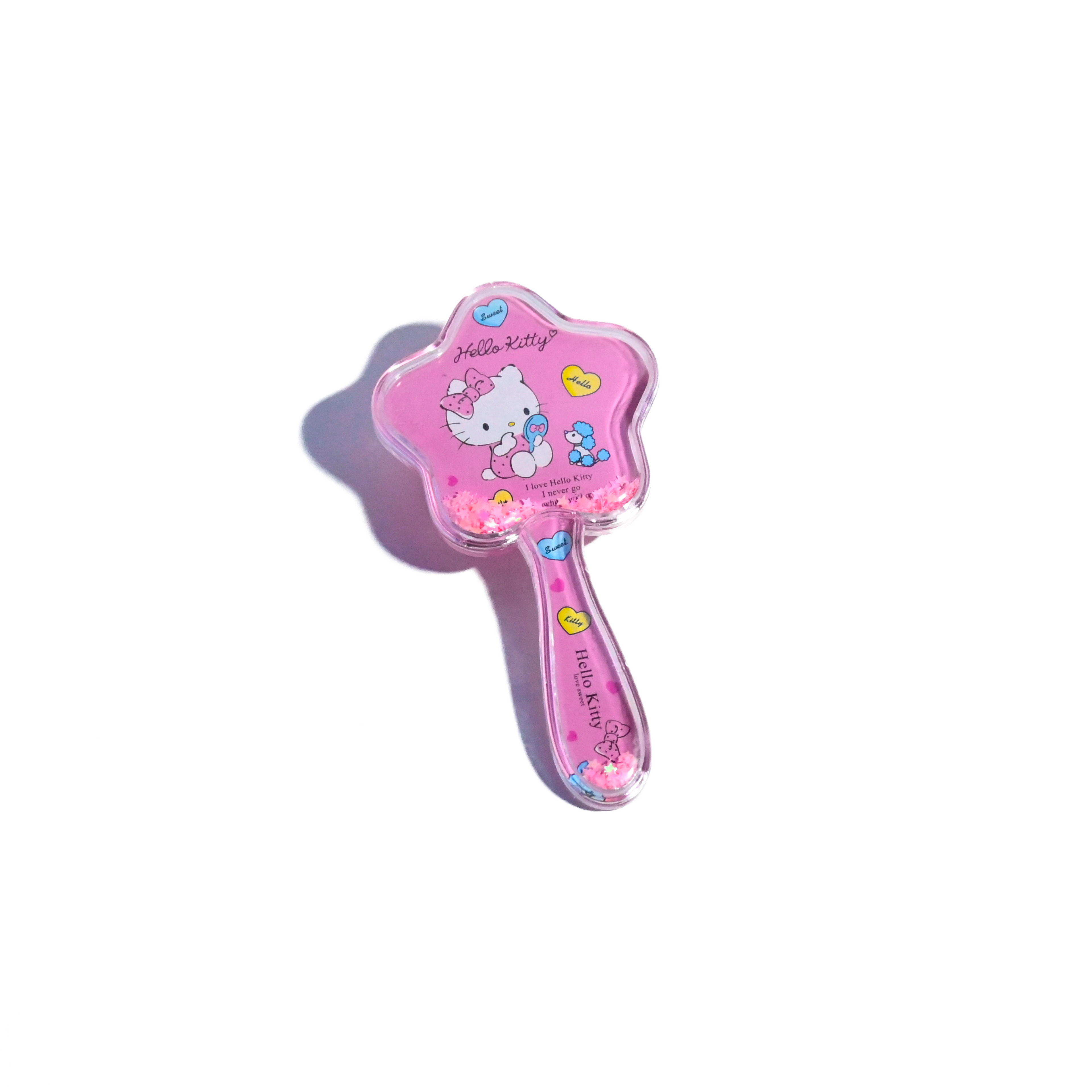 Hello Kitty Star Hair Brush with Glitter Handle – Cute Kids Detangling Brush