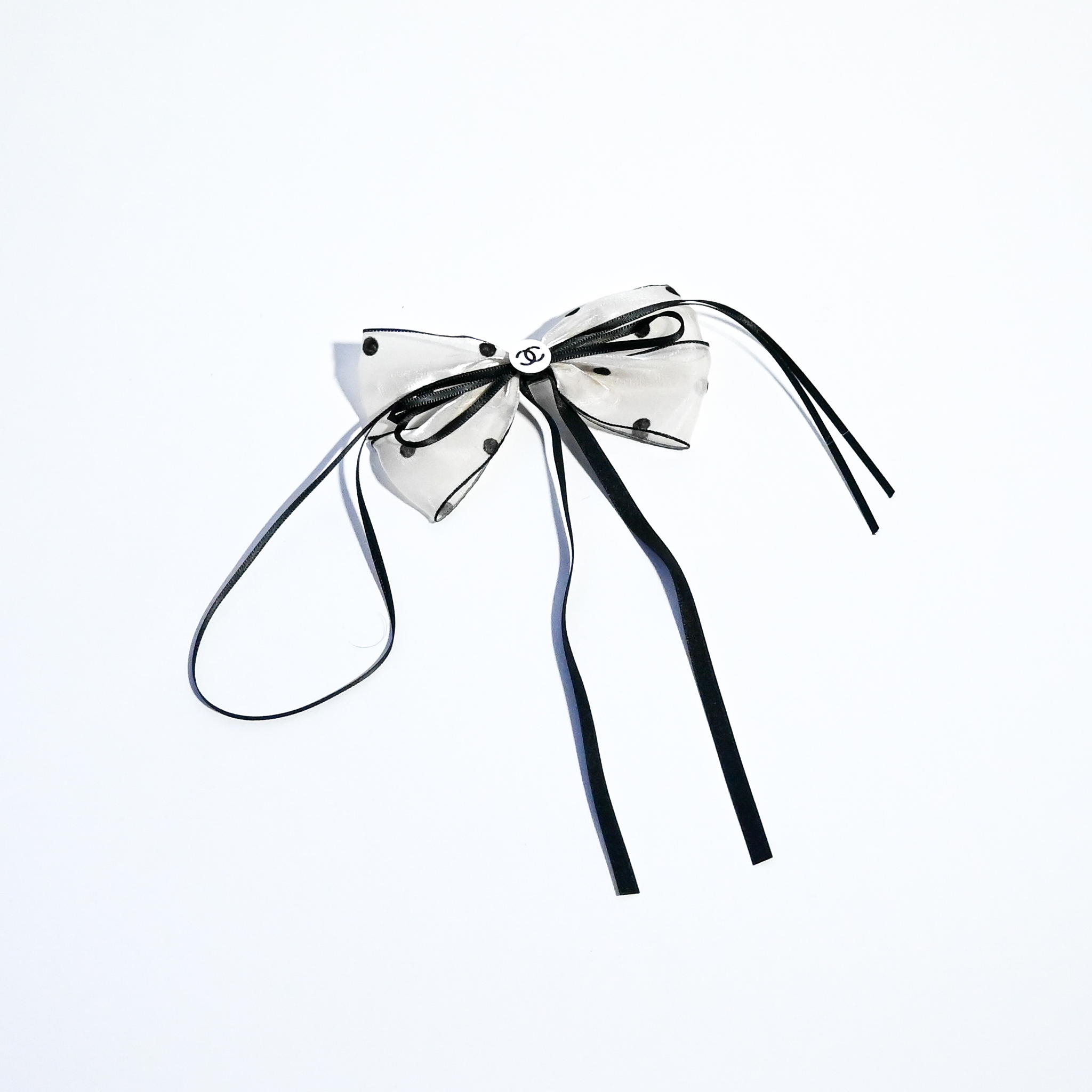 Black & White Polka Dot Ribbon Hair Clips – Set of 2 Bows
