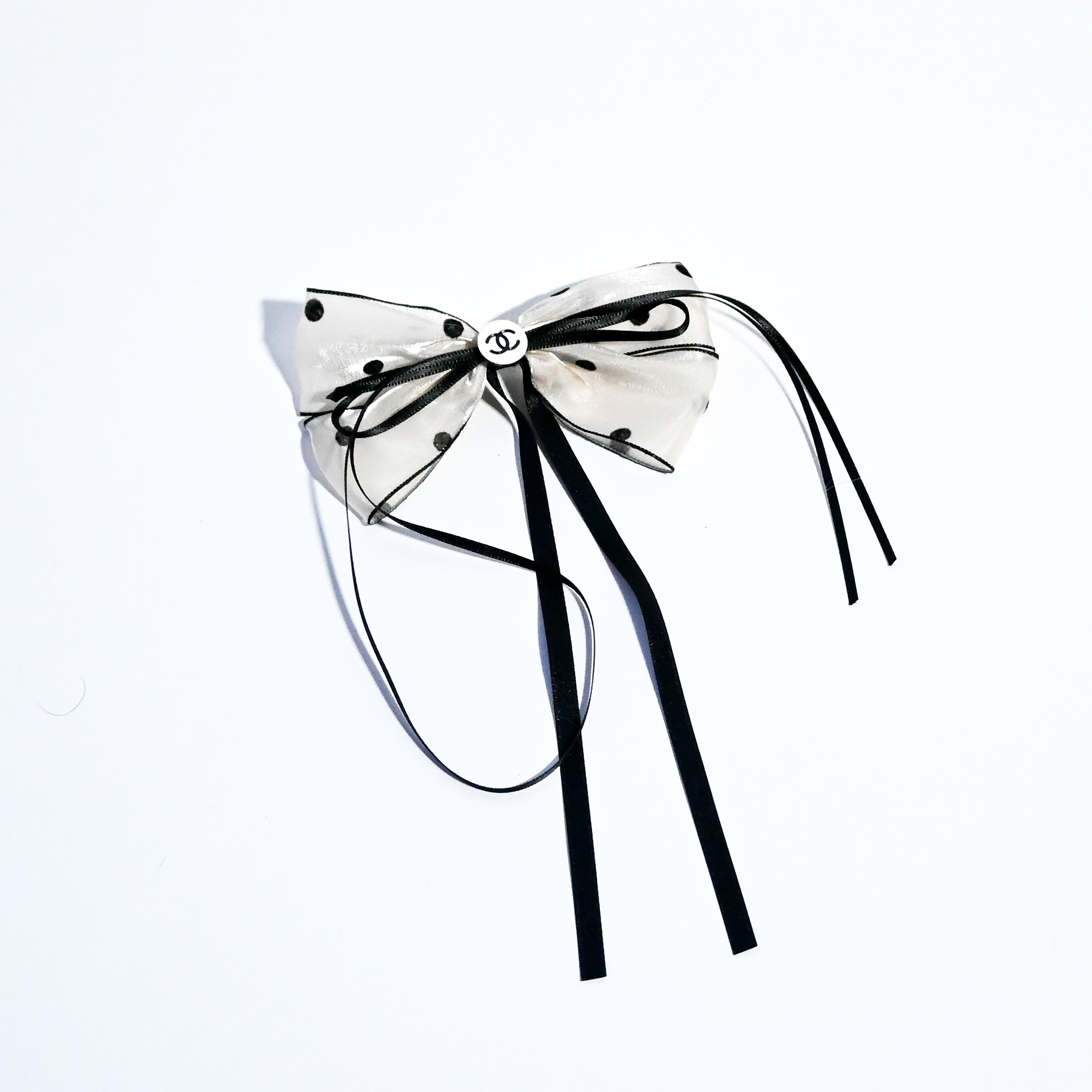 Black & White Polka Dot Ribbon Hair Clips – Set of 2 Bows