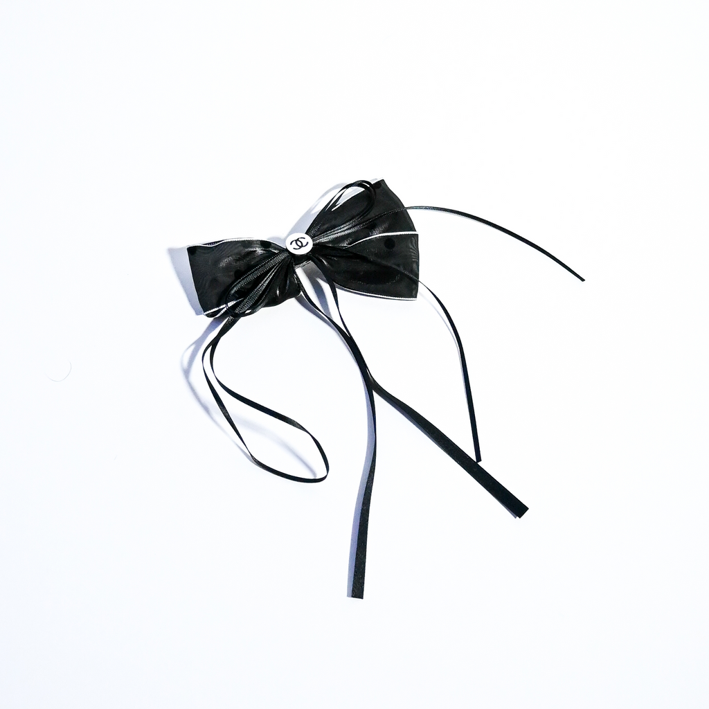 Black & White Polka Dot Ribbon Hair Clips – Set of 2 Bows