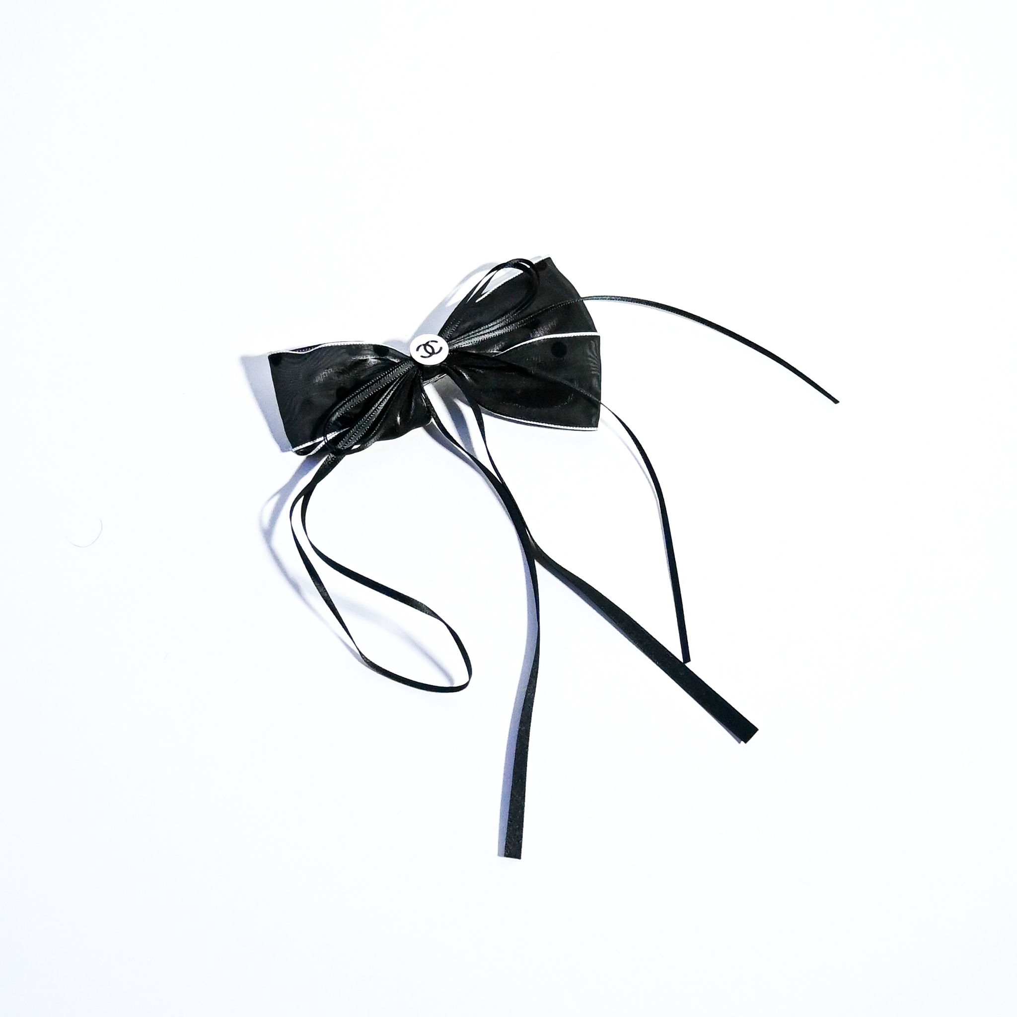 Black & White Polka Dot Ribbon Hair Clips – Set of 2 Bows