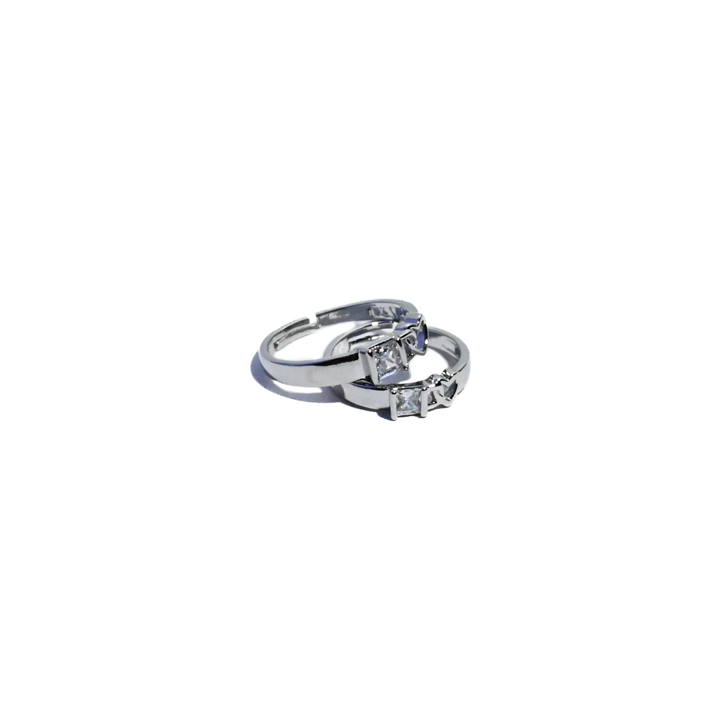Crystal Couple Rings in Heart Gift Box | Cute Adjustable Ring Set
