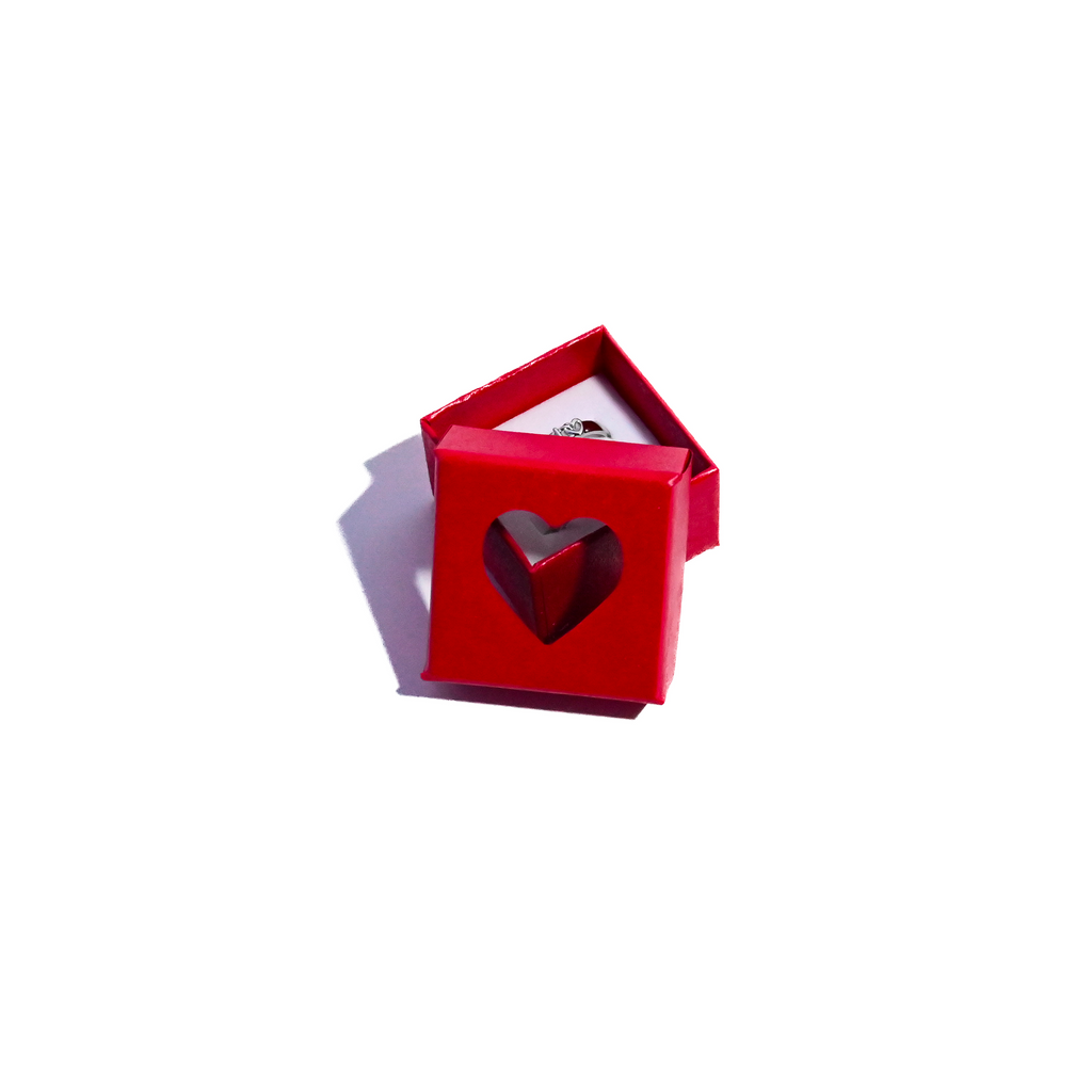 Crystal Couple Rings in Heart Gift Box | Cute Adjustable Ring Set
