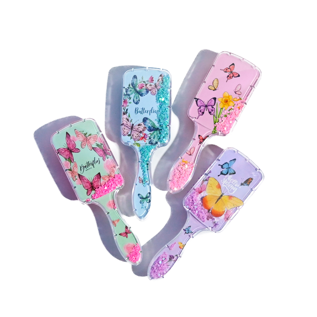 Butterfly Glitter Hair Brush – Assorted Colours