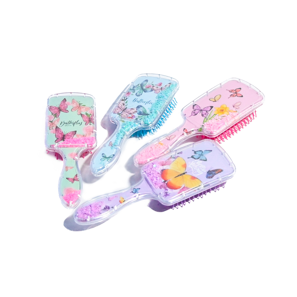Butterfly Glitter Hair Brush – Assorted Colours