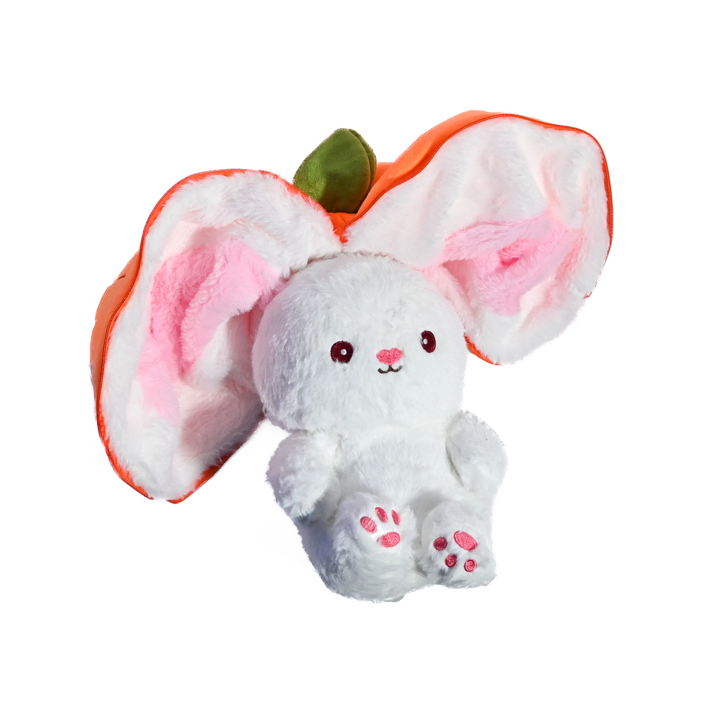 Kawaii Bunny Plush with Carrot Pouch – 10 Inch Cute Soft Toy