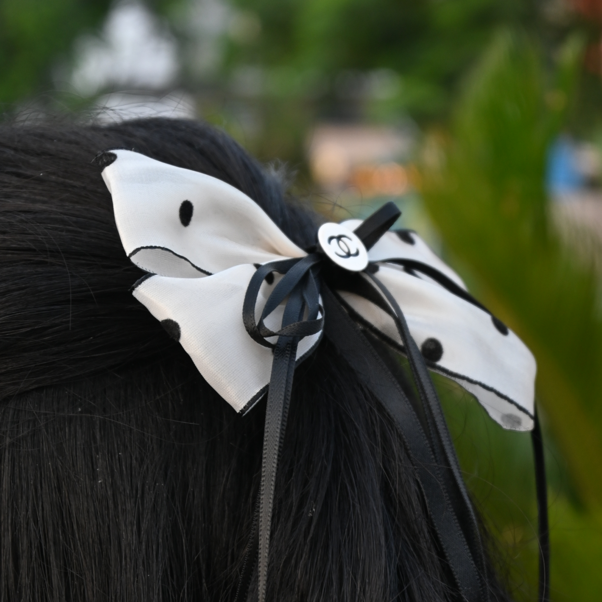 Black & White Polka Dot Ribbon Hair Clips – Set of 2 Bows