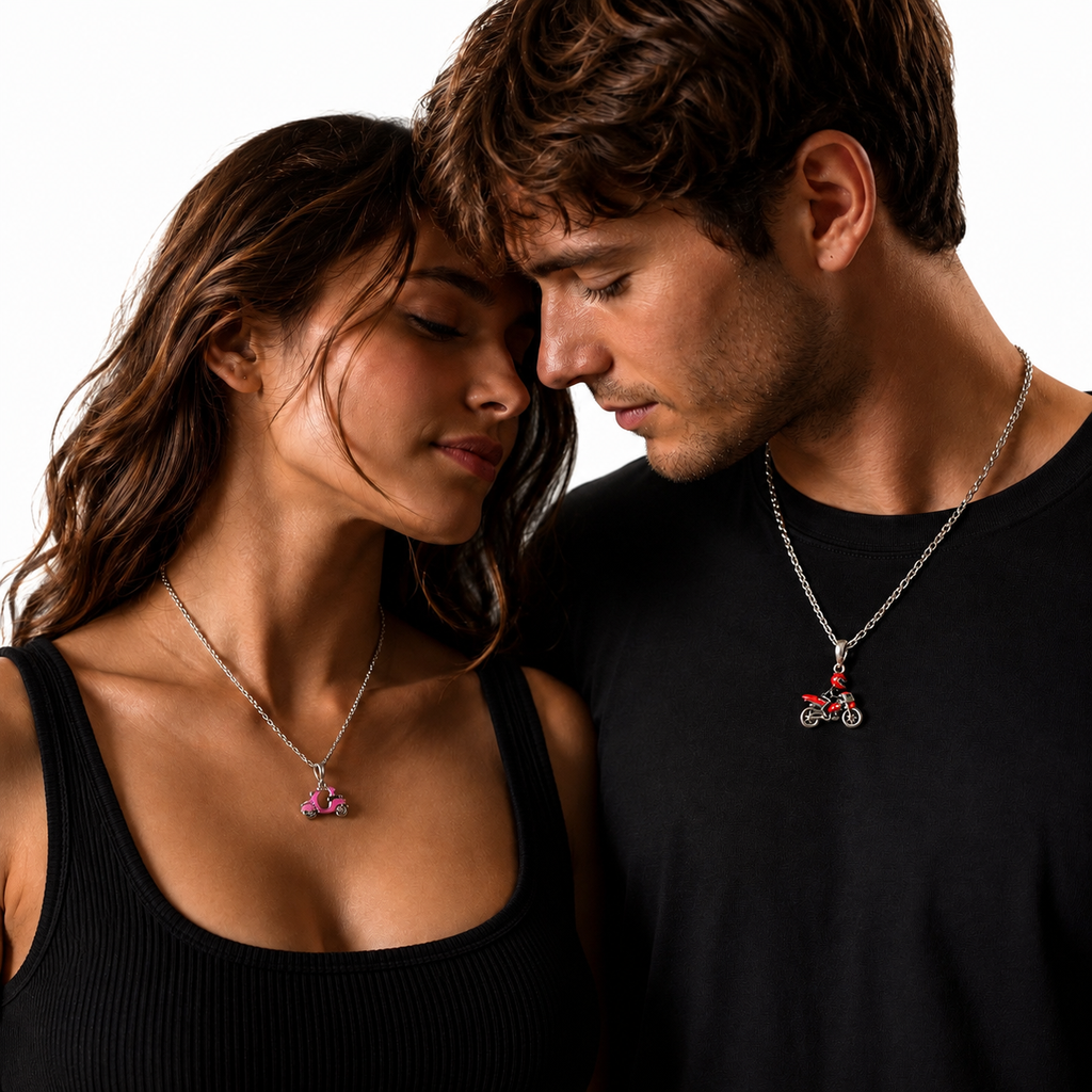 Alex and Ani x Hot Wheels® Edition Couple
Pendant Necklace Set - Scooter & Motorcycle |
60cm Chain