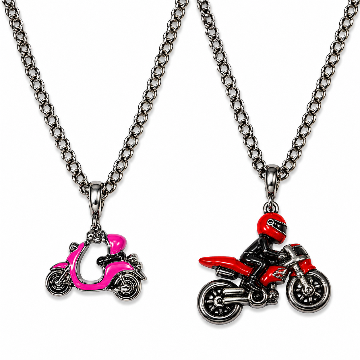 Alex and Ani x Hot Wheels® Edition Couple
Pendant Necklace Set - Scooter & Motorcycle |
60cm Chain