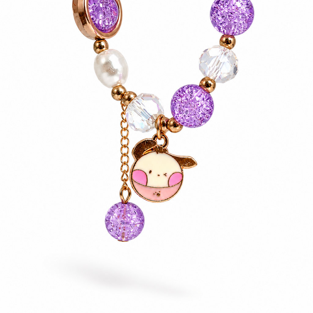 Kids Crystal Beaded Charm Bracelet – Cute Character Collection